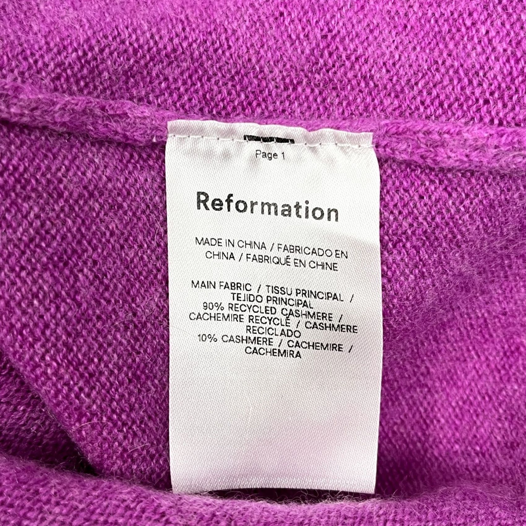 Reformation Reformation Sweater Womens M Purple Recycled Cashmere Knit Crewneck Luxe Preppy Size M / US 6-8 / IT 42-44 - 3 Thumbnail