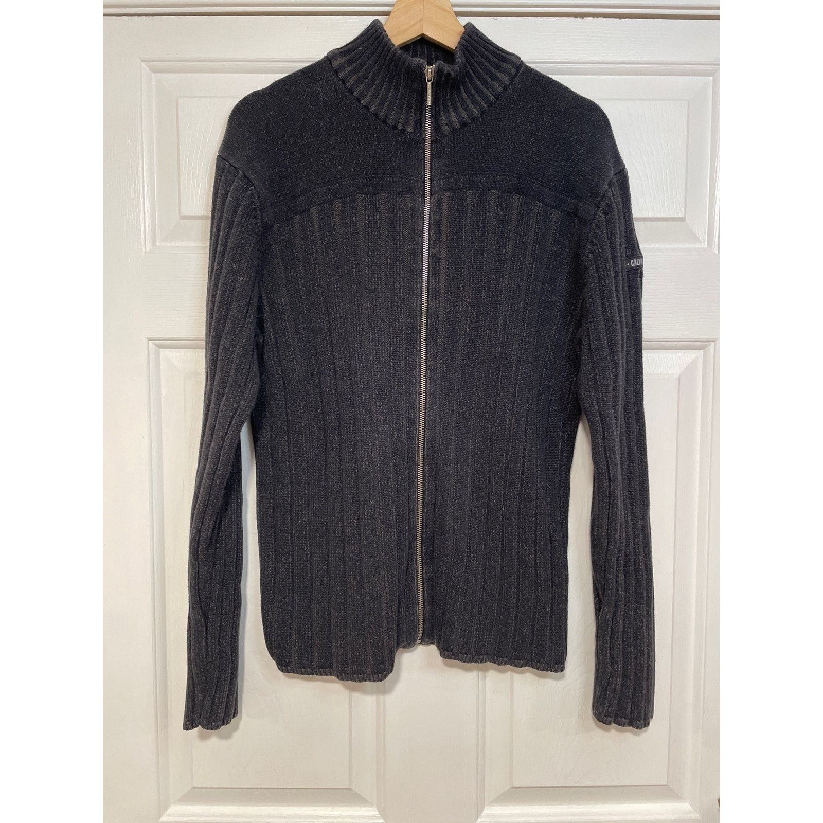 Calvin Klein Calvin Klein Jeans Zip Front Cotton Grey Knit Sweater L Size US L / EU 52-54 / 3 - 2 Thumbnail