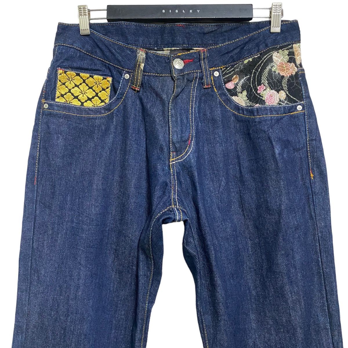 Karakuri Tamashii GUMU Denim Embroidery Multi Pocket Japan Motif Jeans Size US 34 / EU 50 - 4 Thumbnail