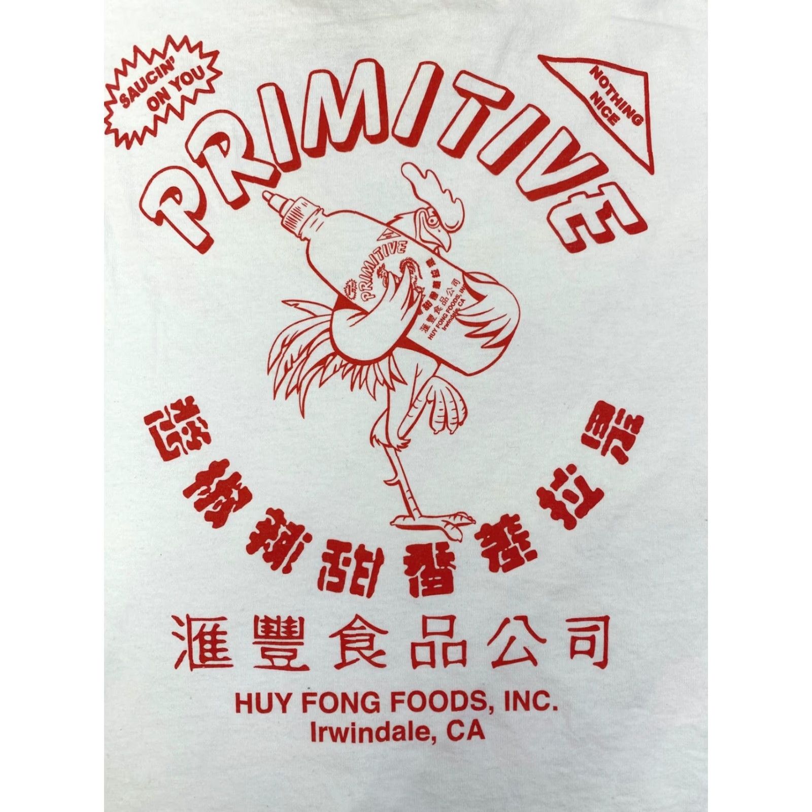 Primitive PRIMITIVE White Shirt M Crew Neck Long Sleeve T-Shirt Rooster Sriracha Parody Graphic Print Men 100% Cotton Knit Size US M / EU 48-50 / 2 - 2 Thumbnail
