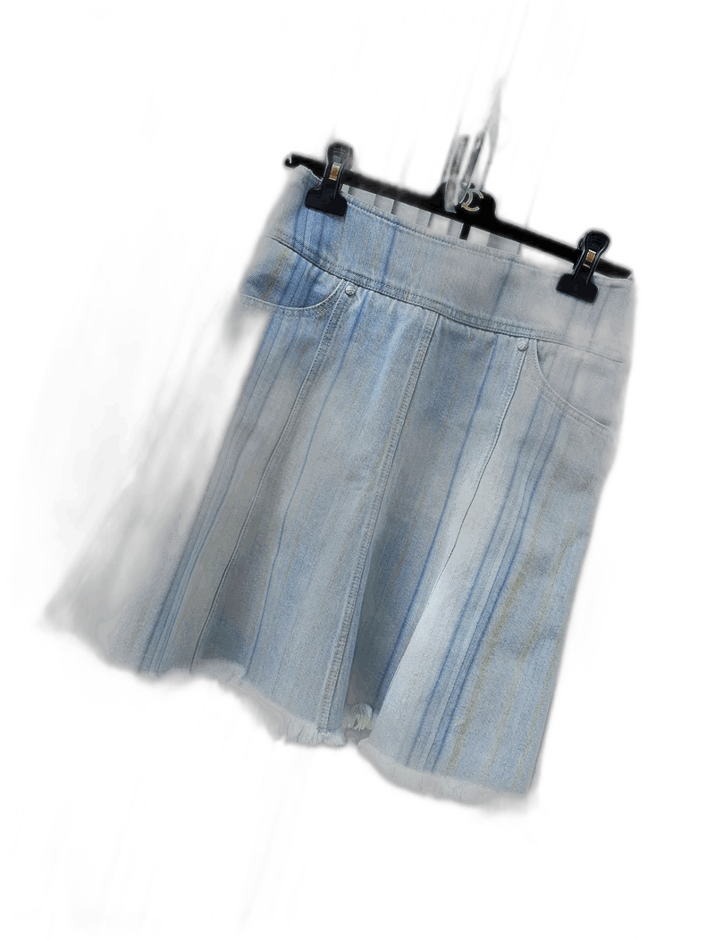 Chanel Vertical Stripe Denim Mini Skirt