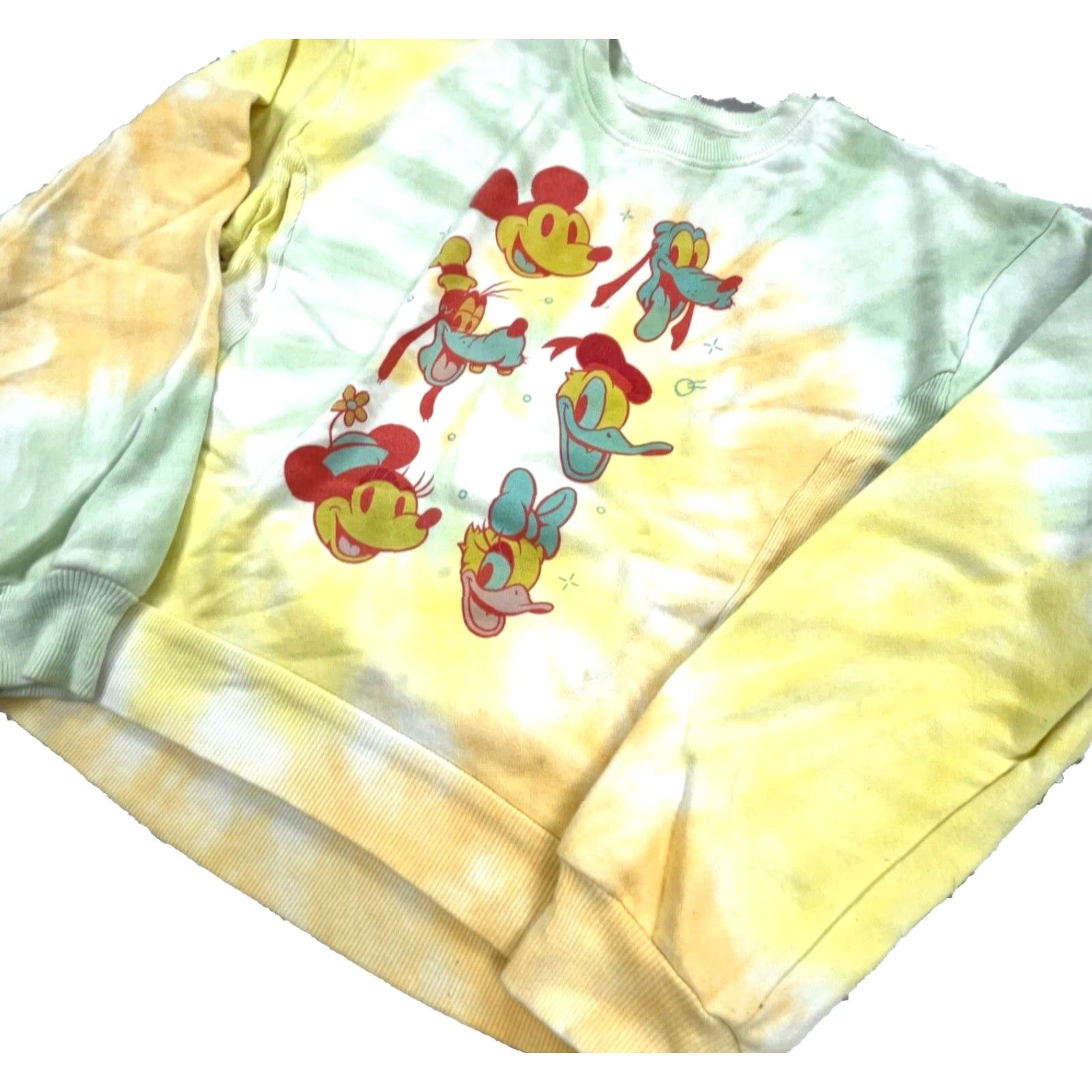 Disney Disney Sweatshirt Womens Small Yellow Crew Neck Mickey Mouse Logo Graphic Print Raglan Sleeve All Seasons Cotton Blend Size S / US 4 / IT 40 - 2 Thumbnail