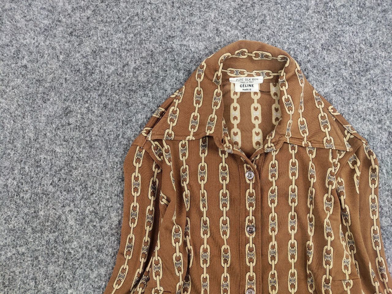 Celine Vintage 70's Celine Pure Silk Monogram Logo Blouse Shirt Size M / US 6-8 / IT 42-44 - 10 Thumbnail