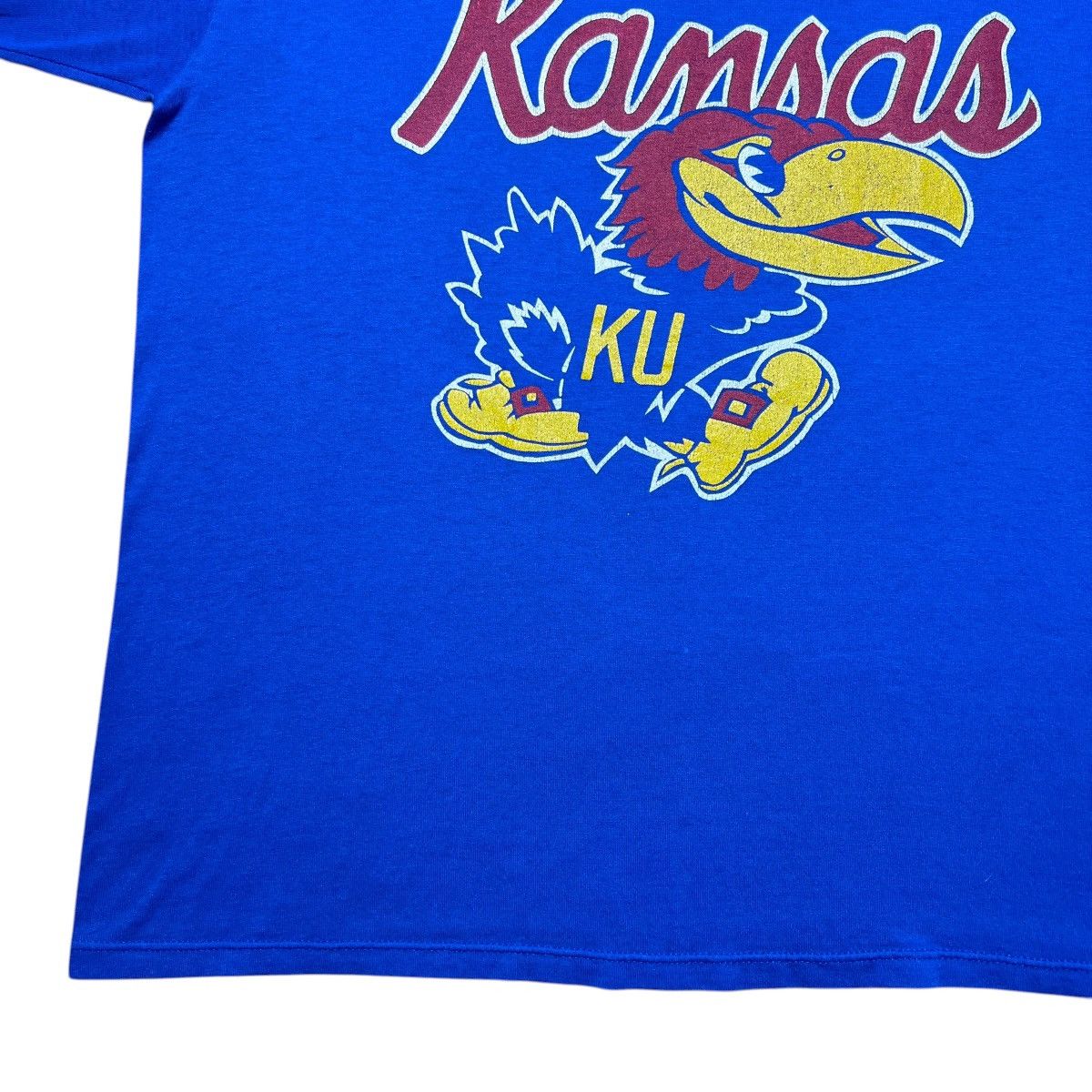 NCAA 1980s NCAA Kansas Jayhawks Spell Out Mascot Graphic T-Shirt Size US L / EU 52-54 / 3 - 9 Thumbnail