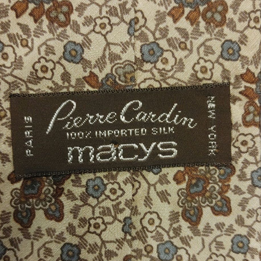 Pierre Cardin Pierre Cardin Macy's Beige Brown Floral Silk Tie Size ONE SIZE - 2 Thumbnail