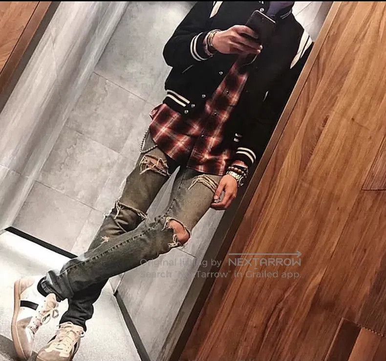 Saint Laurent Paris Saint Laurent Paris Blue Big Destroyed Denim Jeans Size US 31 - 8 Thumbnail
