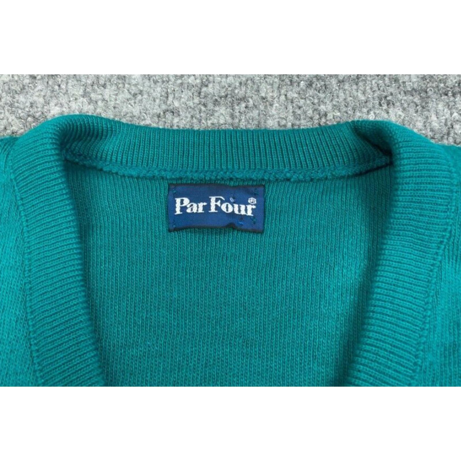 Vintage VTG Par Four Sweater Vest Shirt Adults XL Green V-Neck Knit Lightweight Preppy Casual 80s 90s Retro Dad Hipster Vintage Mens Size US XL / EU 56 / 4 - 3 Thumbnail