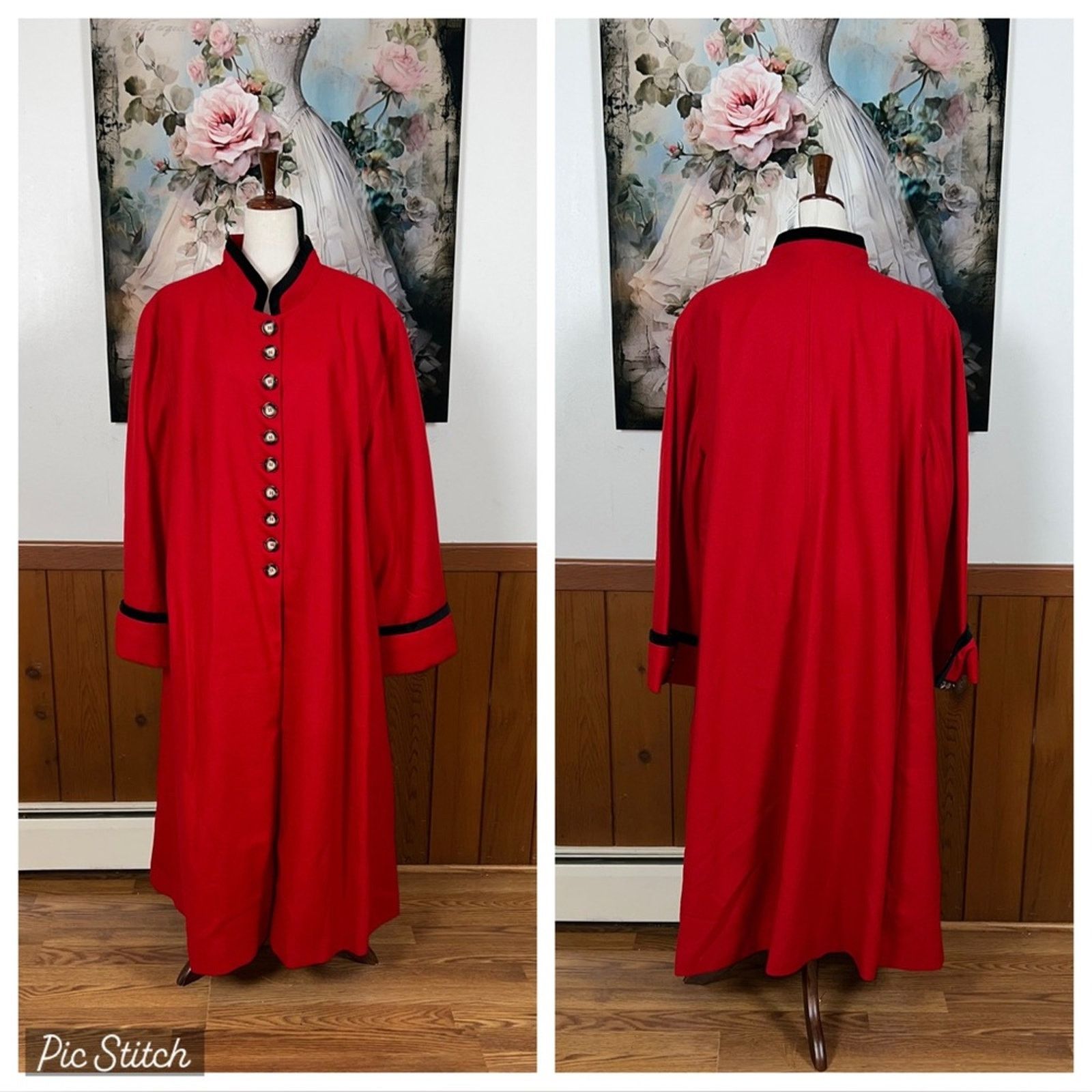 Vintage Fabulous New Vintage 90s Harve’ Benard Velvet Trim Wool Coat Size 4XL / US 24-26 - 1 Thumbnail