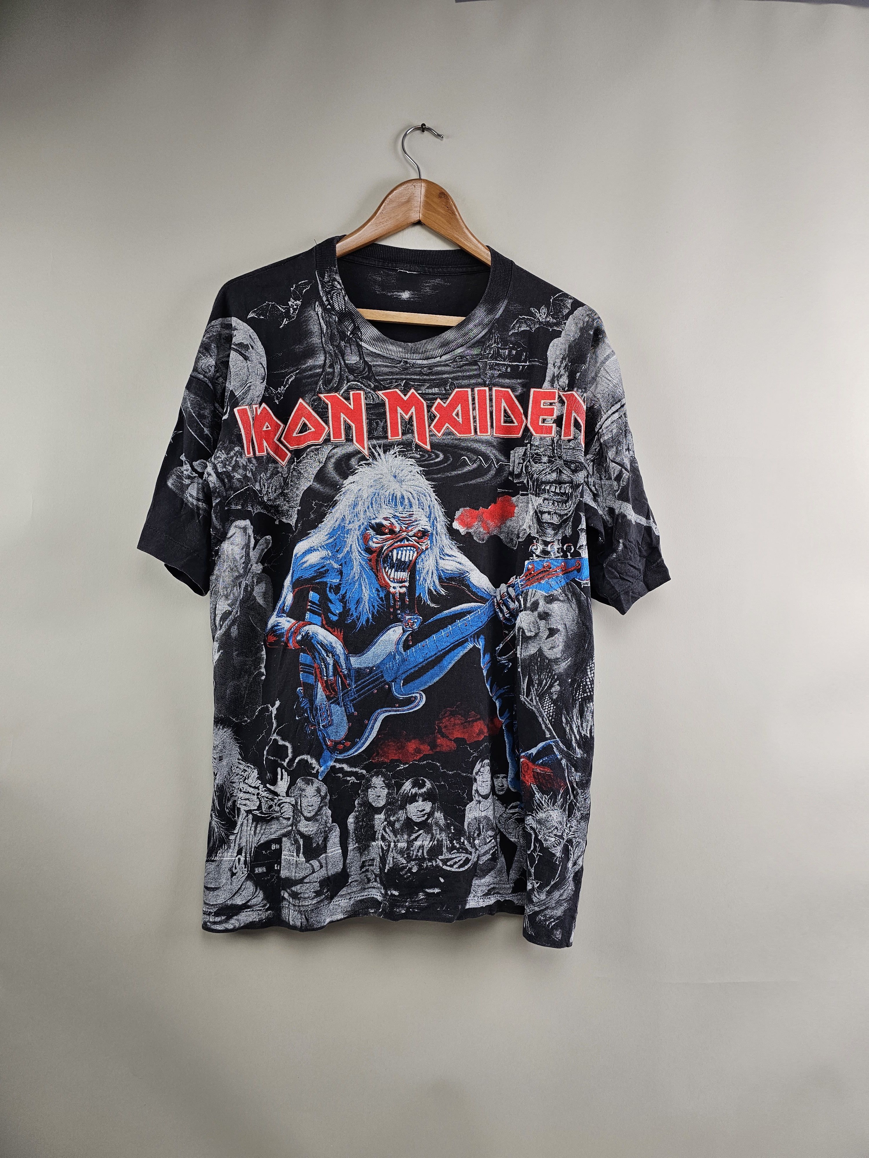 image of Band Tees x Iron Maiden 90's Iron Maiden All Over Print in Black, Men's (Size XL)