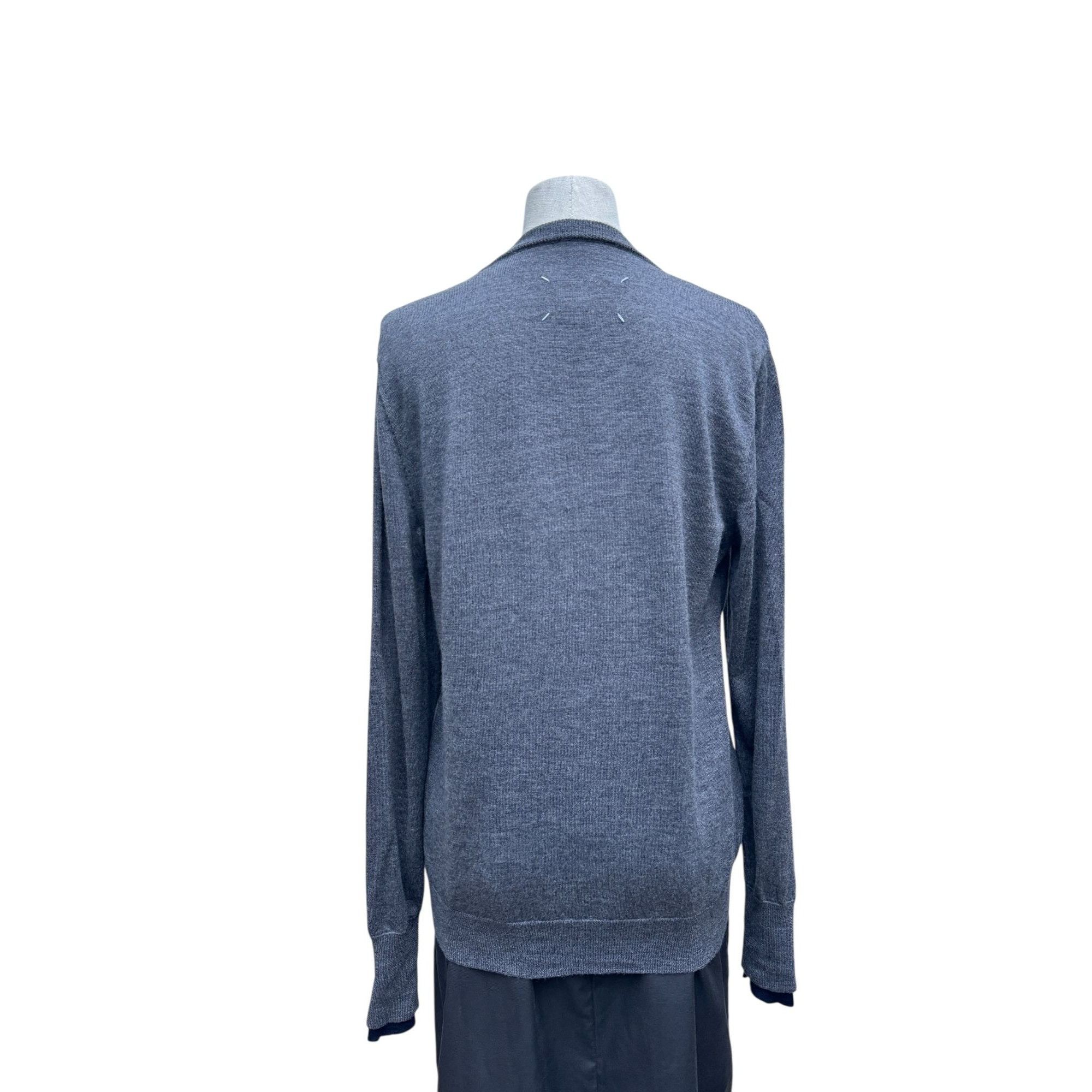 Maison Margiela Grey Wool Sweater with Layered Navy Insert Size US S / EU 44-46 / 1 - 7 Thumbnail