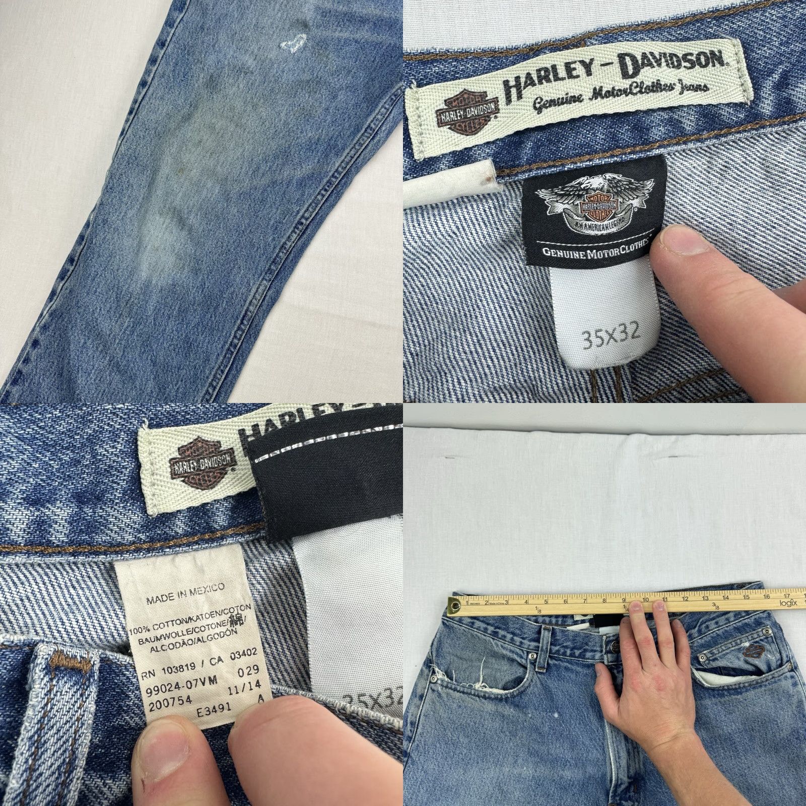 Harley Davidson VINTAGE Harley-Davidson Jeans Men Regular 35x32 Blue Denim Cotton 32 Inseam Biker Grunge Y2K Heritage 90s Mens Size US 35 - 8 Thumbnail