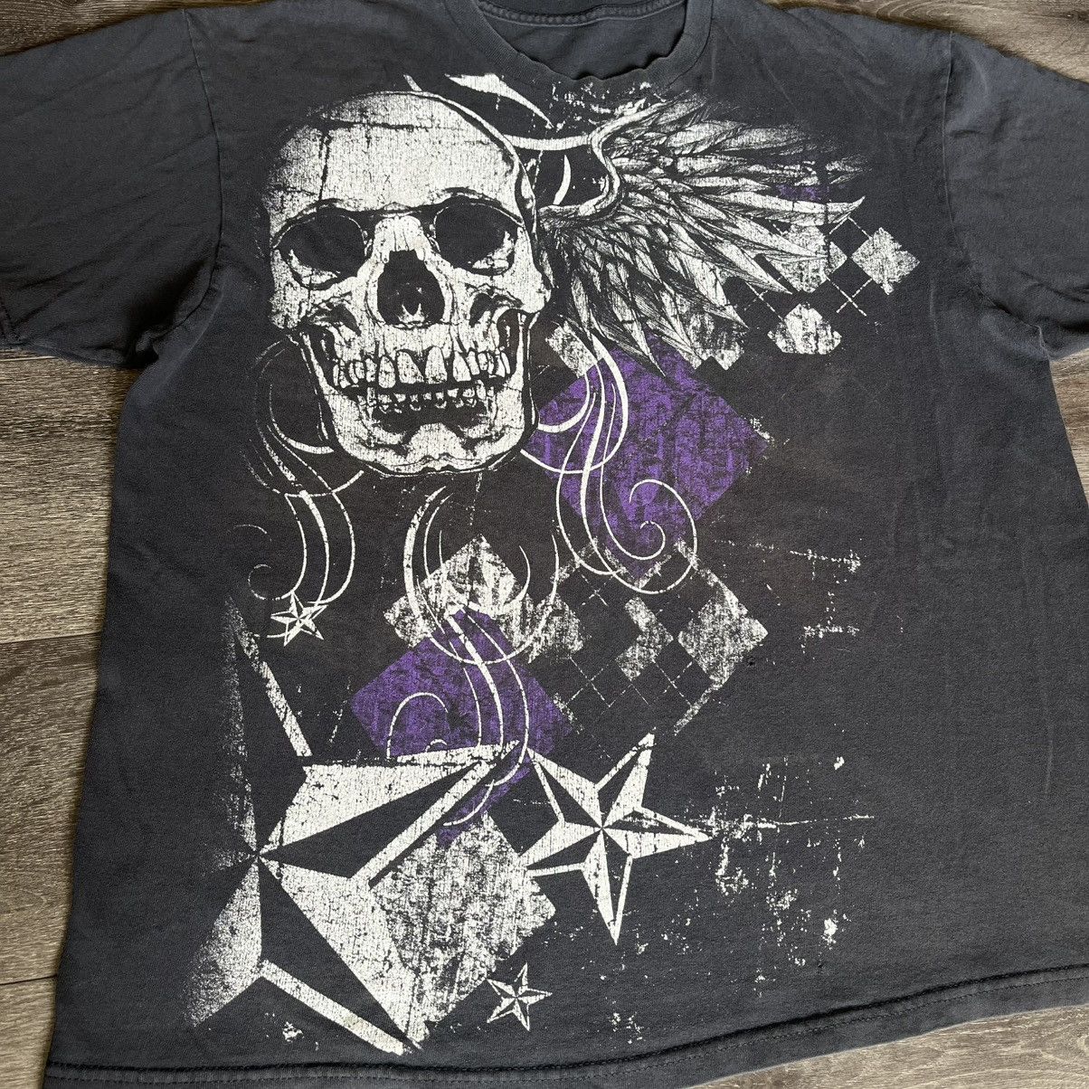 Vintage Vintage 2000s Affliction Style Skull Wings Star Graphic Tee Size US XL / EU 56 / 4 - 3 Thumbnail