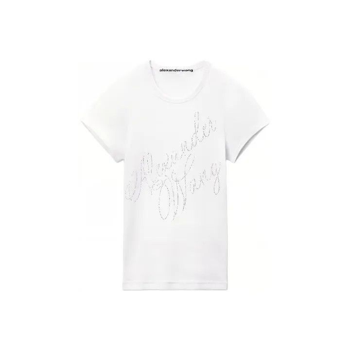 Alexander Wang Alexander Wang Crystal Embellished Short Sleeve T-Shirt - Size M / US 6-8 / IT 42-44 - 1 Thumbnail