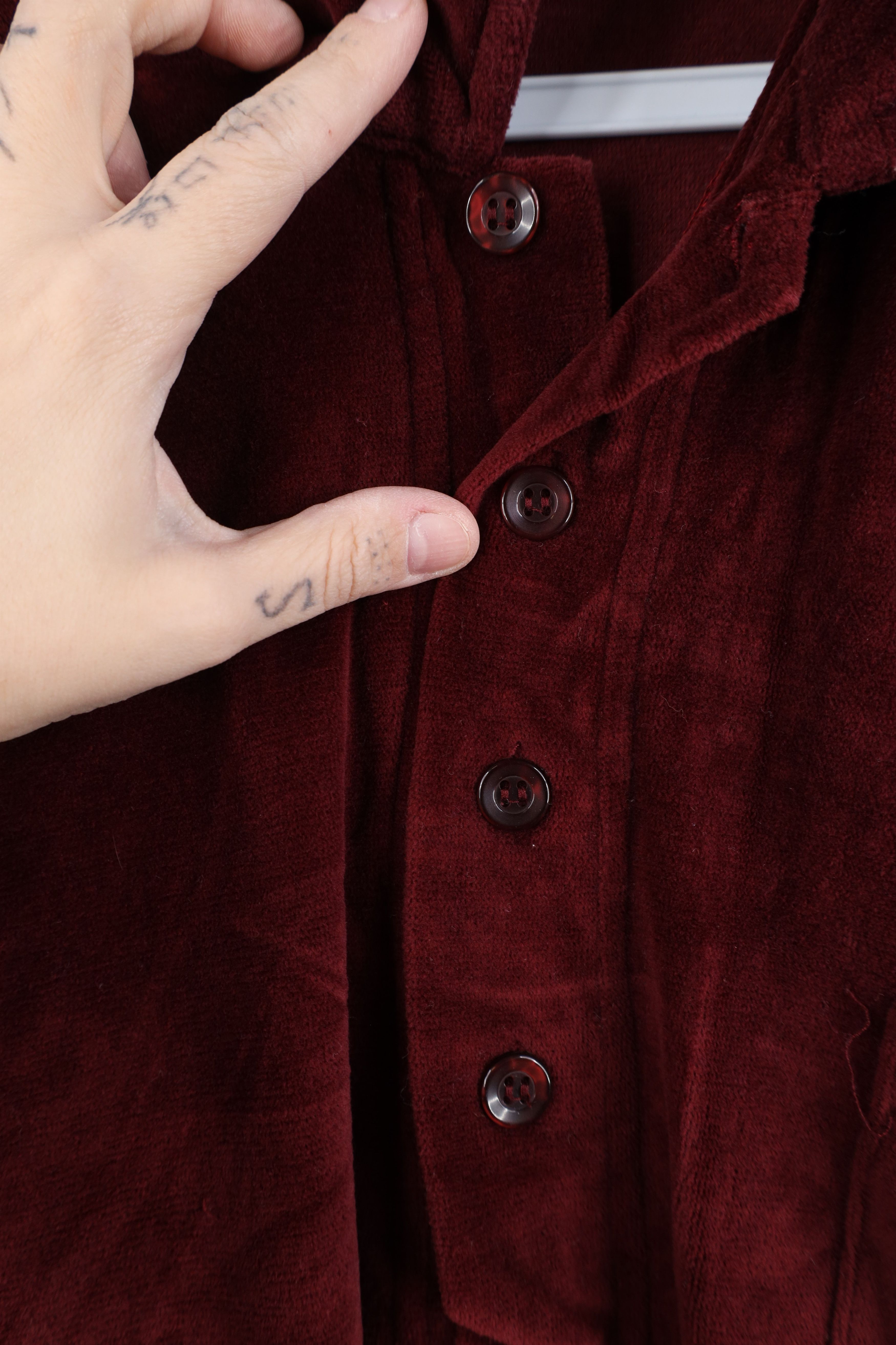 Vintage Vintage 70s Streetwear Velour Collared Long Sleeve Polo Red Size US XL / EU 56 / 4 - 5 Thumbnail