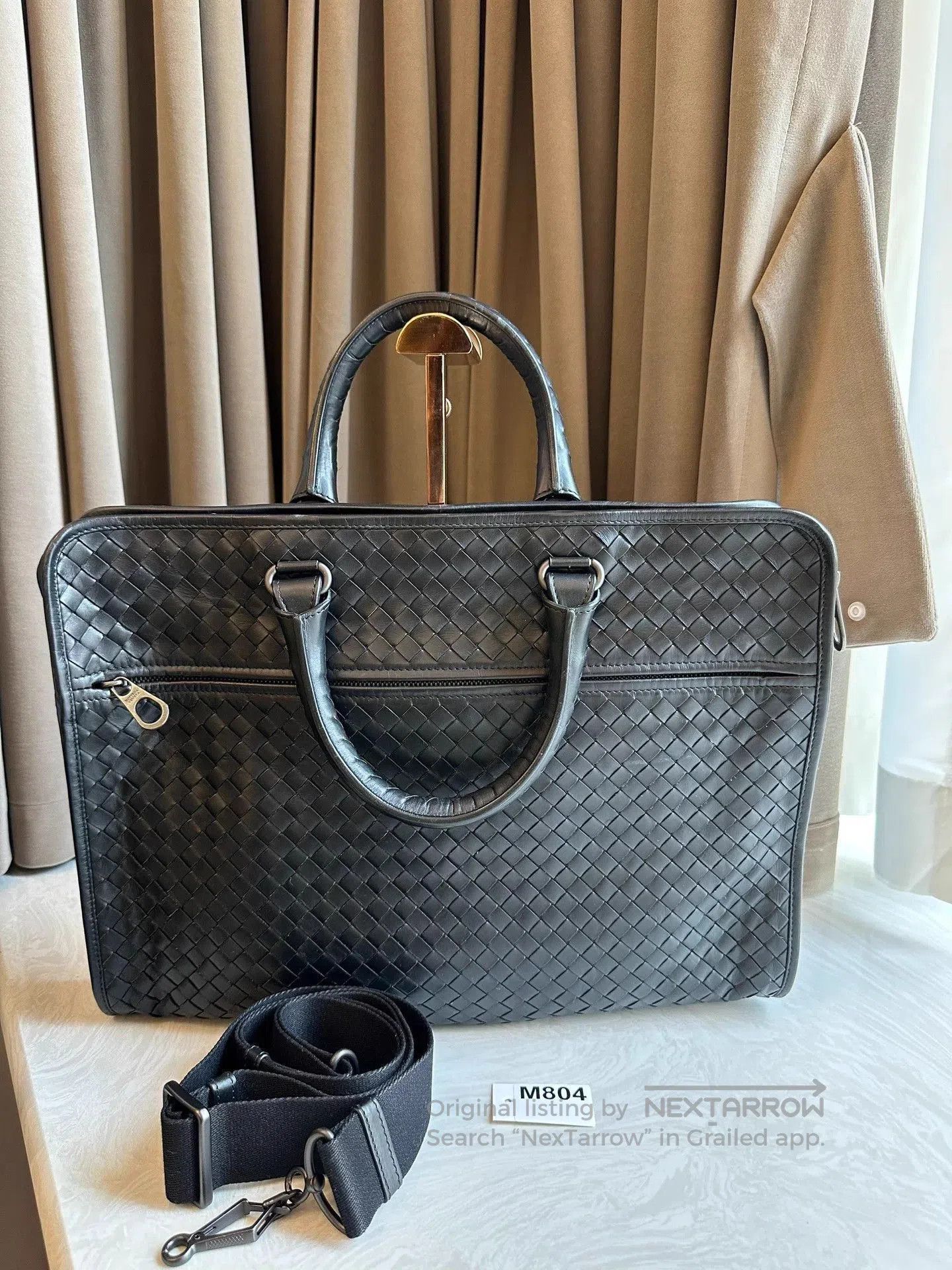Bvlgari Black Woven Briefcase with Adjustable Strap. Size ONE SIZE - 3 Thumbnail