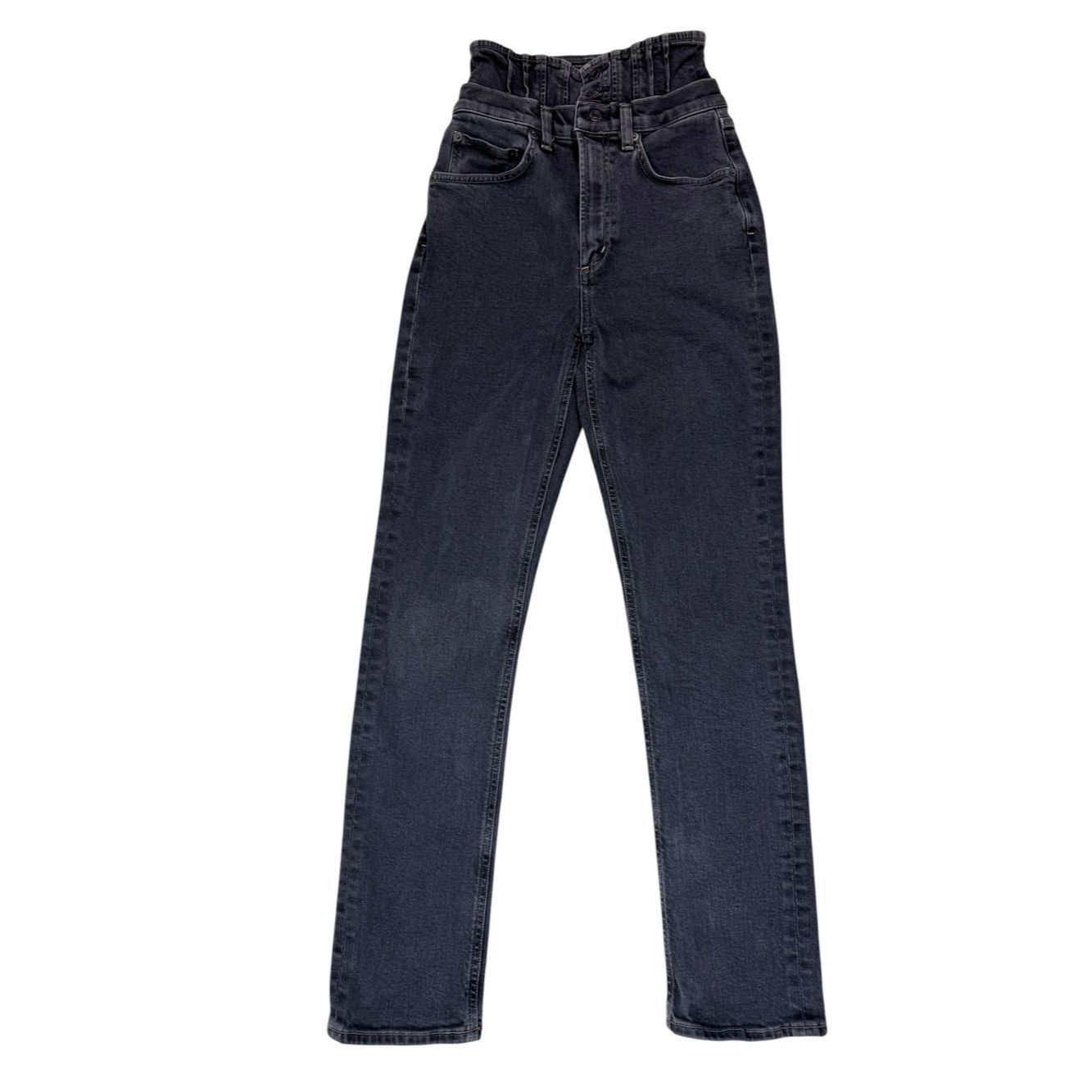 Agolde Agolde Remy High Rise Straight Corset Jeans In Black Size 2 Size 24" / US 00 / IT 34 - 3 Thumbnail