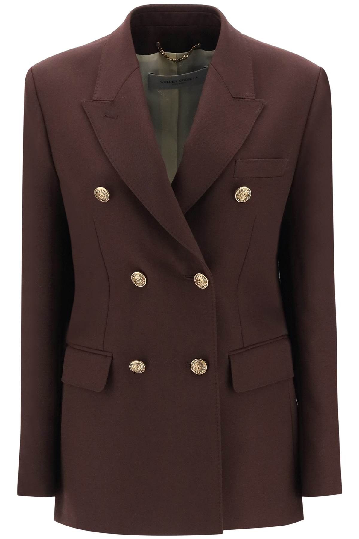 image of Golden Goose 'diva' Double-Breasted Blazer In Gabardine Size Eu 40 For Women in Brown