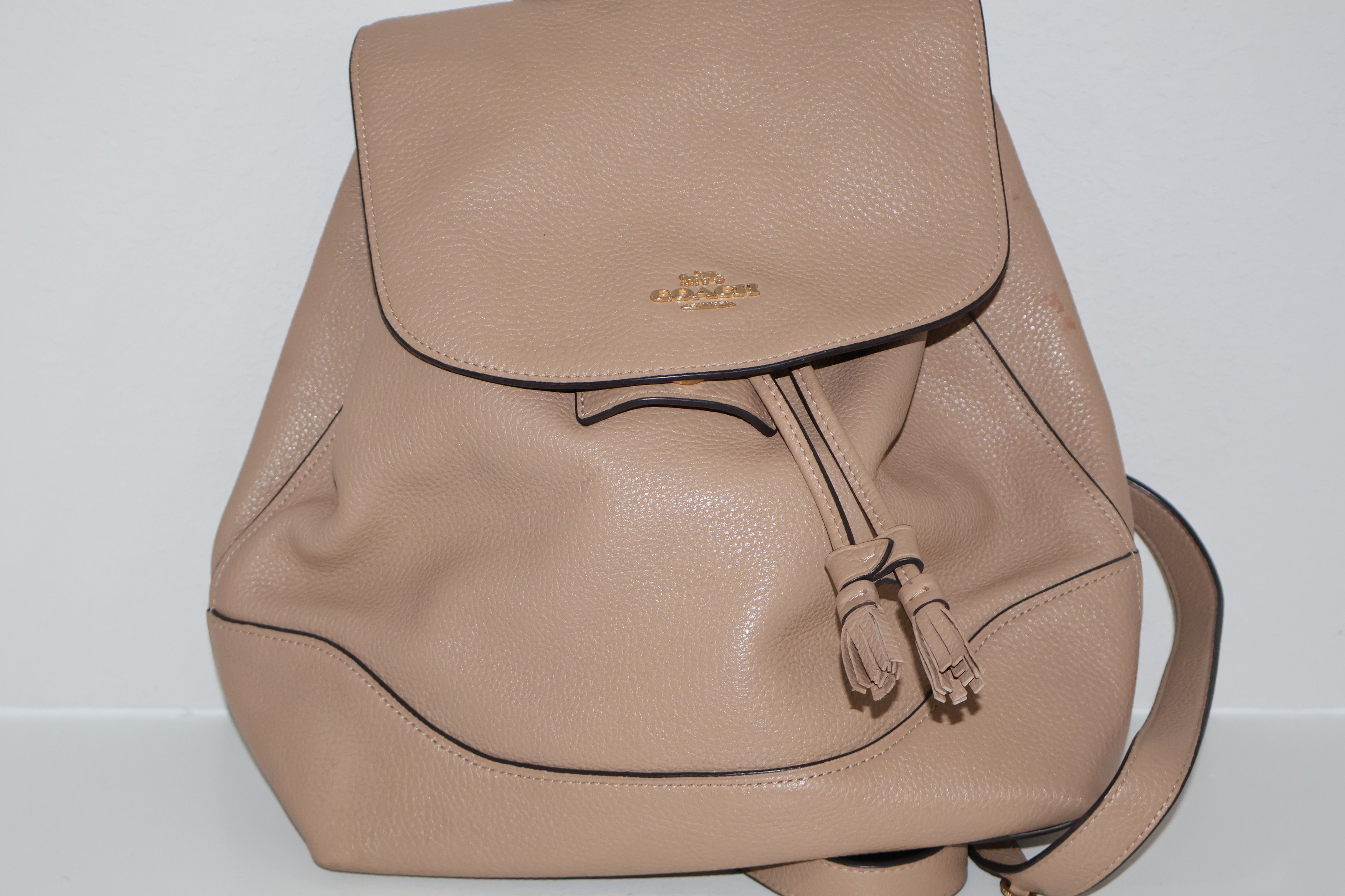 Coach Coach Pebbled Leather Drawstring Backpack Taupe Beige Size ONE SIZE - 2 Thumbnail