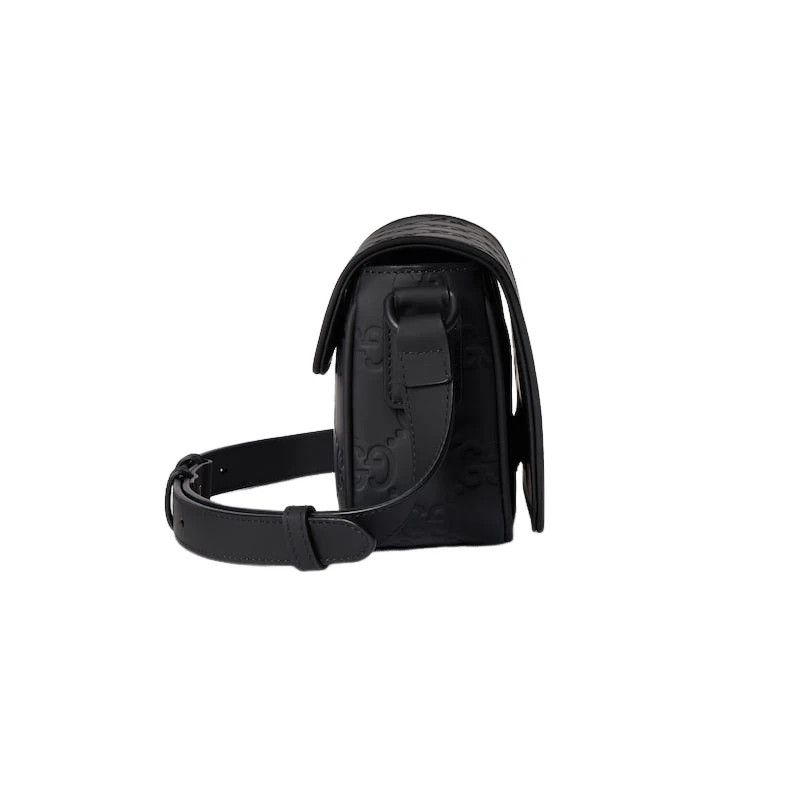 Gucci GUCCI Black Rubber-Effect Leather Mini Messenger Bag Size ONE SIZE - 4 Thumbnail