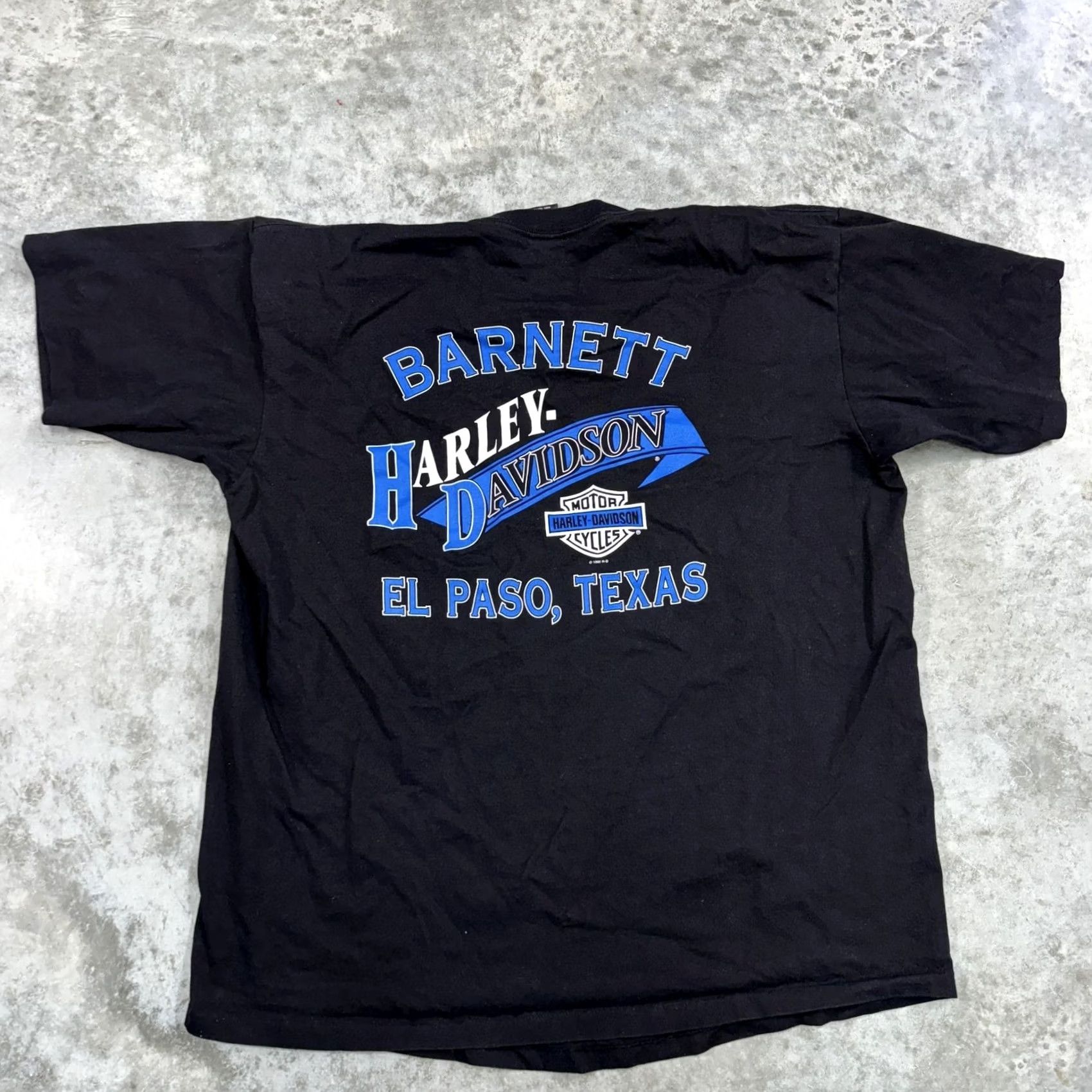 Harley Davidson VINTAGE Harley-Davidson Shirt Mens 2XL Black Barnett El Paso Texas Biker 90s Shirt Womens? Size US XXL / EU 58 / 5 - 5 Thumbnail