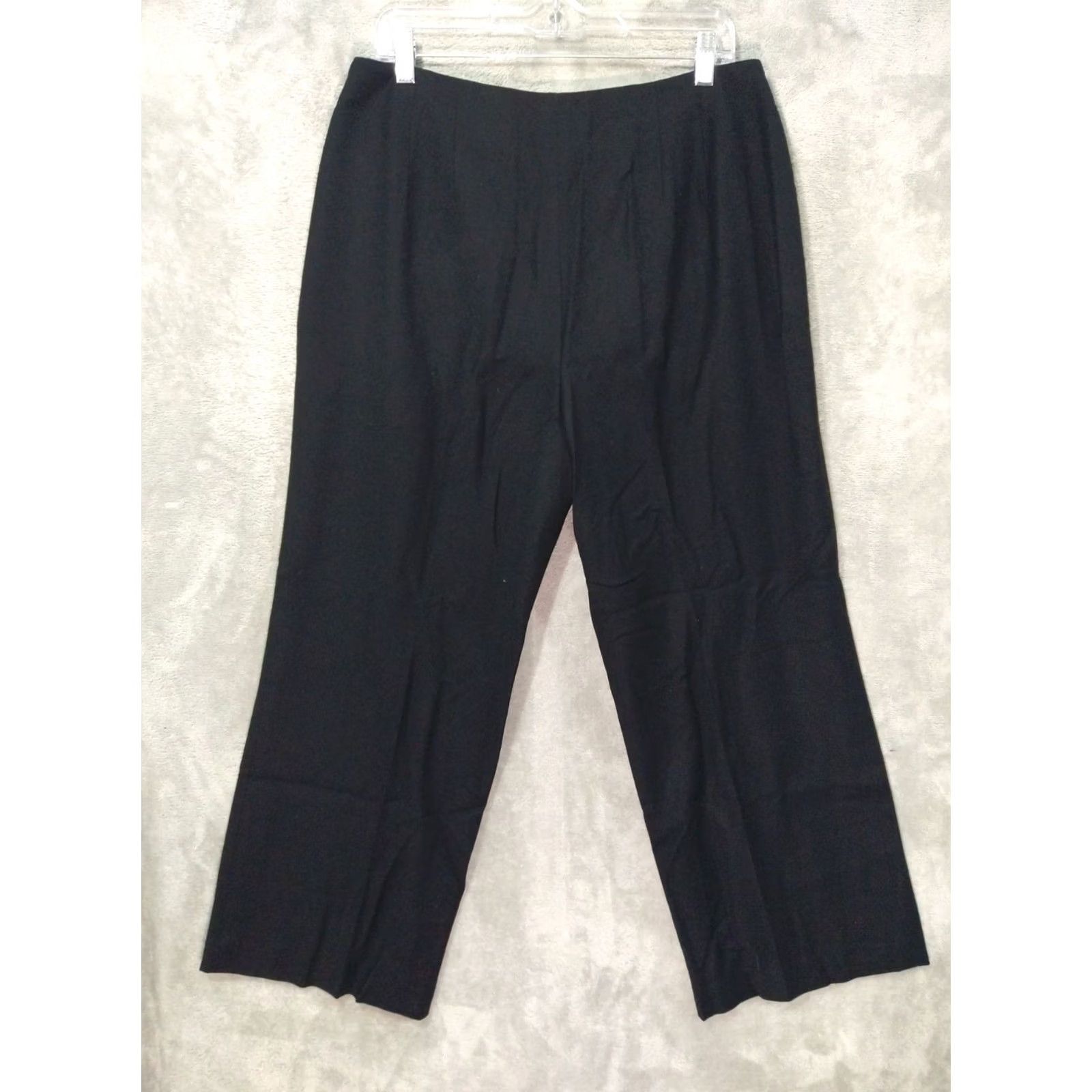 Talbots Talbots Dress Pants Women 16 Petite Black Wool Stretch Wide Leg High Rise Career Size 38" / US 16 / IT 52 - 2 Thumbnail