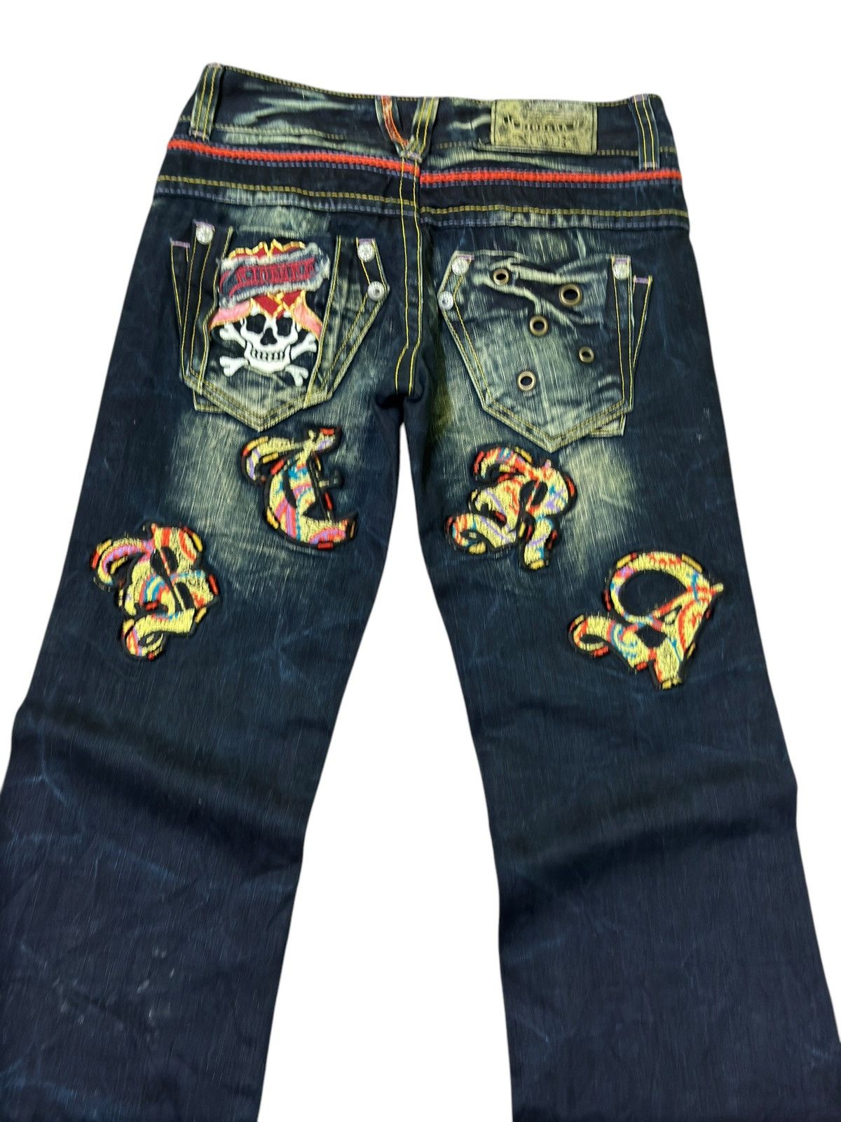 Japanese Brand FLARE RIOBERA SKELETON EMBROIDERED DESIGN LOW RISE DENIM Size US 28 / EU 44 - 10 Thumbnail
