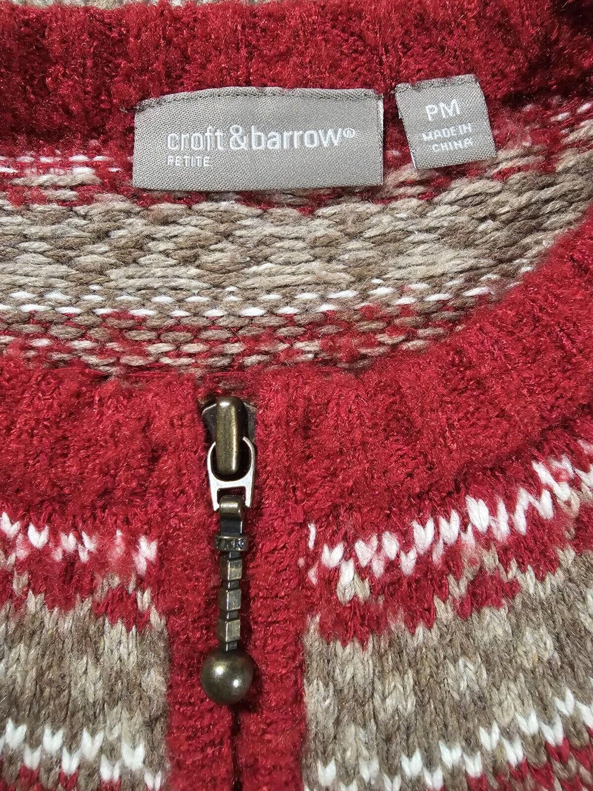 Croft & Barrow Croft Barrow Petite PM Sweater Winter Fair Pine Isle FullZip Size M / US 6-8 / IT 42-44 - 3 Thumbnail
