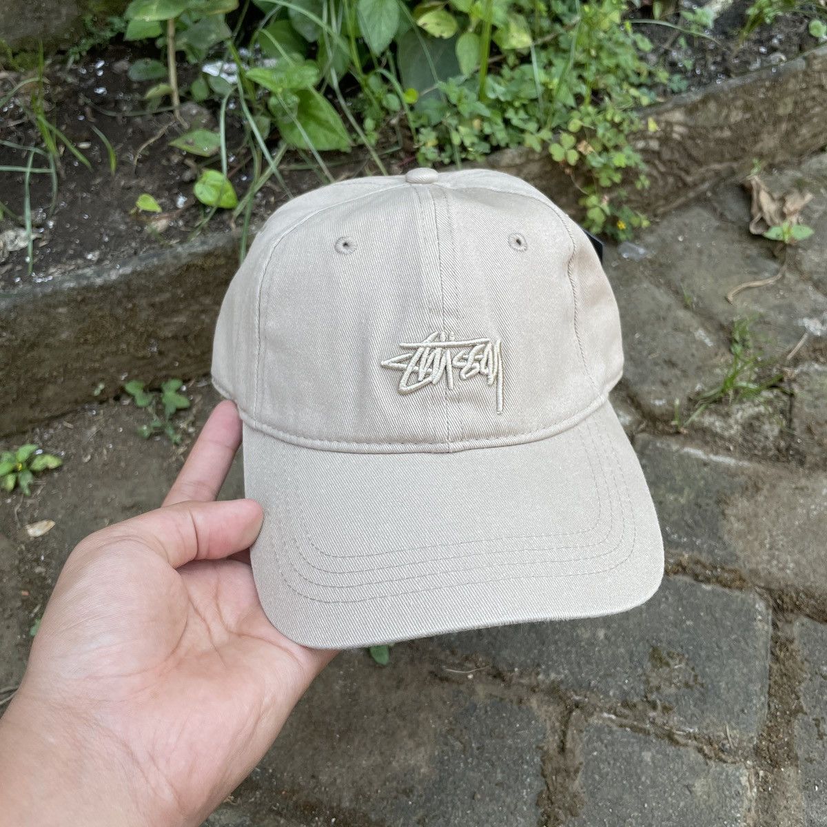 Stussy × Vintage STUSSY CAP LOW PROFILE CAP // KHAKI Size ONE SIZE - 1 Thumbnail