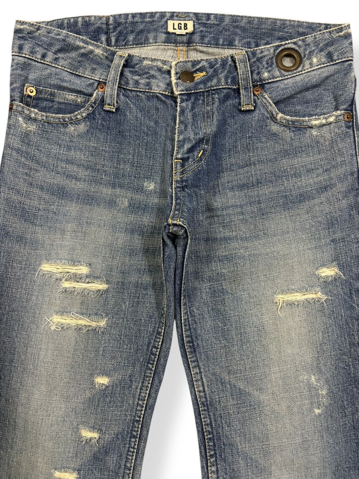 Le Grande Bleu (L.G.B.) Le Grande Bleu L.G.B. Wolfcut Flare Distressed Jeans Size US 29 - 3 Thumbnail