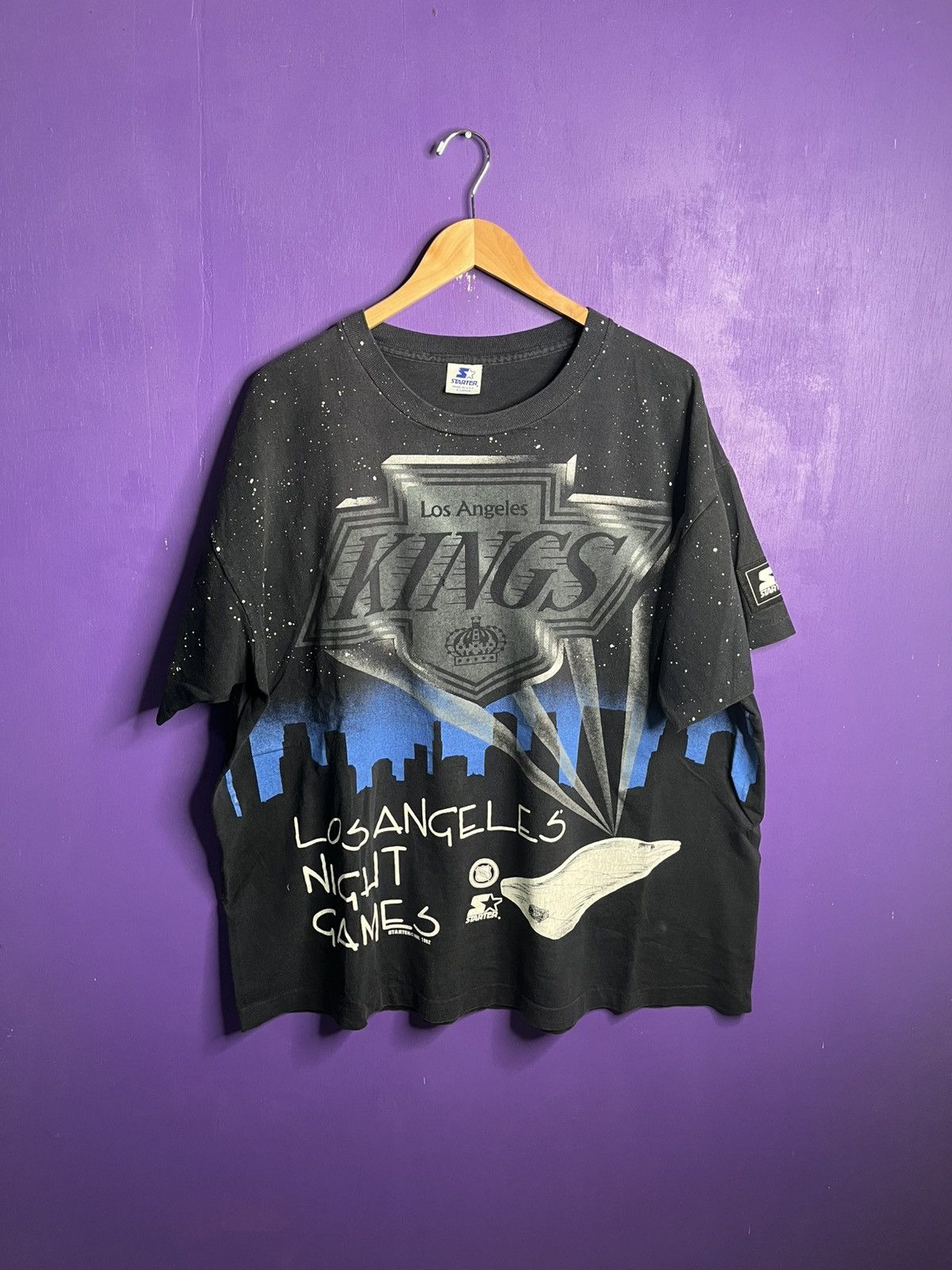 Vintage 90s Starter LA Kings night games AOP t-shirt