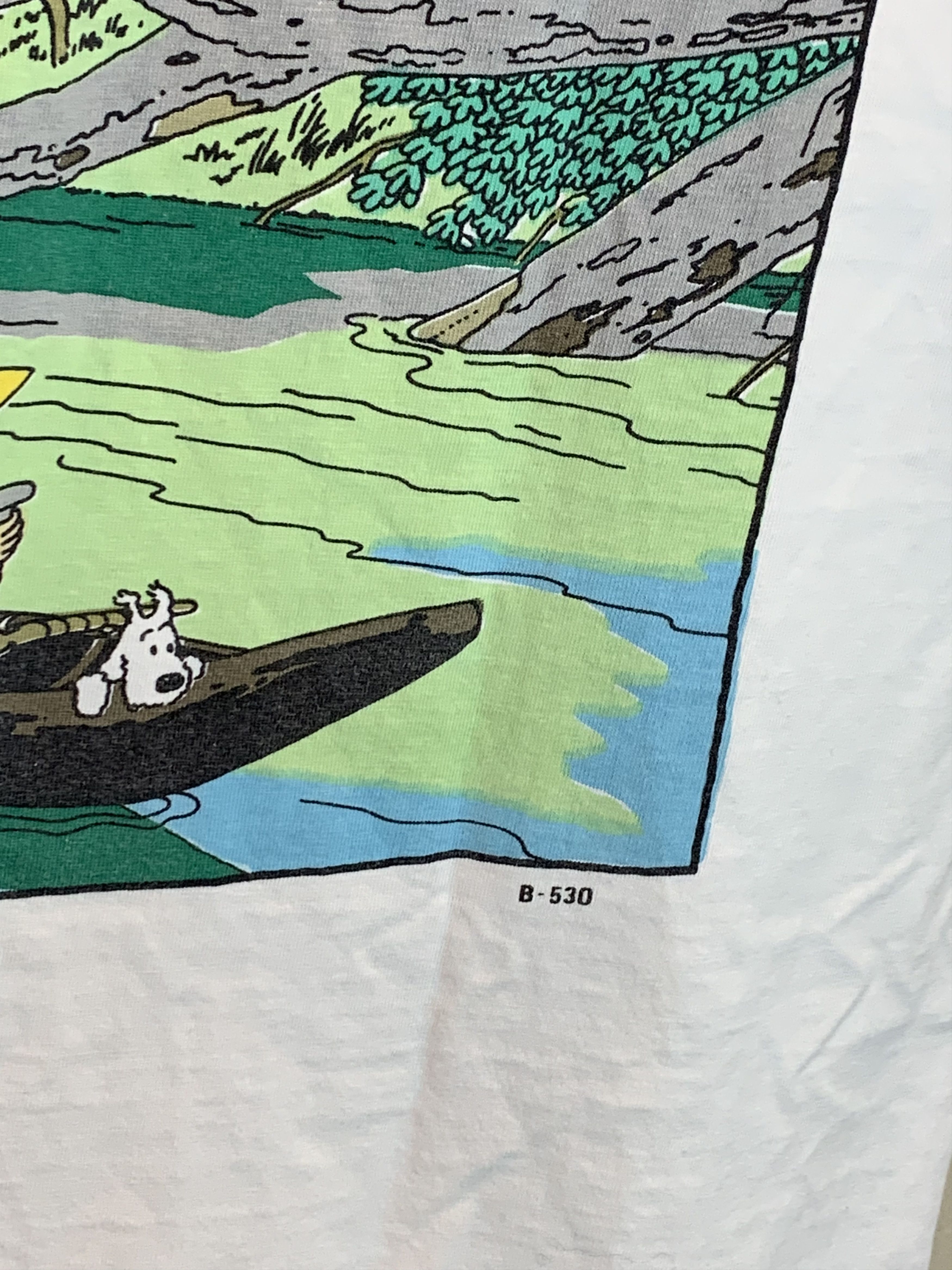 Vintage RARE* Vintage Tintin Adventures Broken Ear Comic Art T-Shirt Size US L / EU 52-54 / 3 - 7 Thumbnail