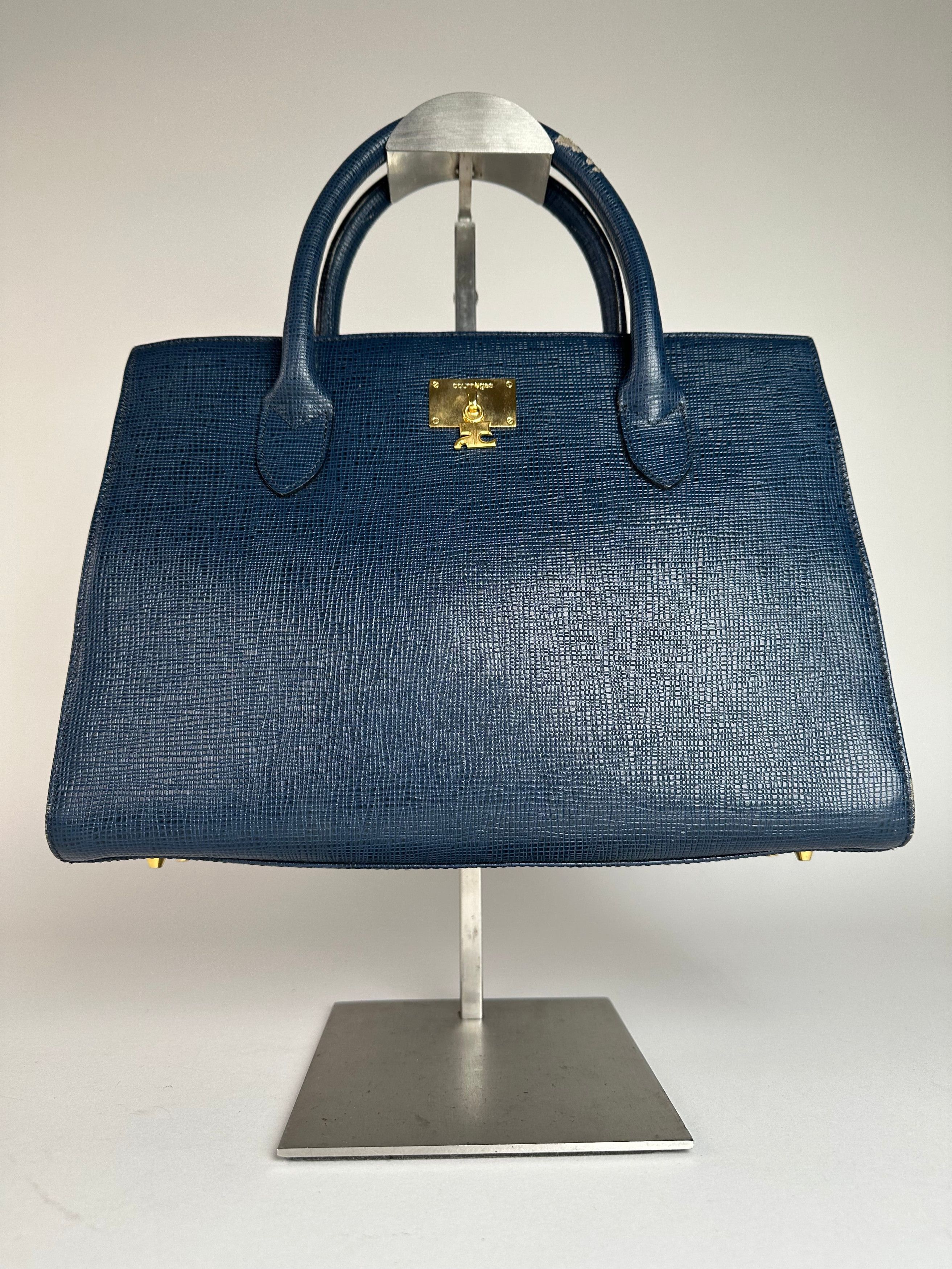 Courreges Vintage Leather Handbag Blue Size ONE SIZE - 1 Thumbnail