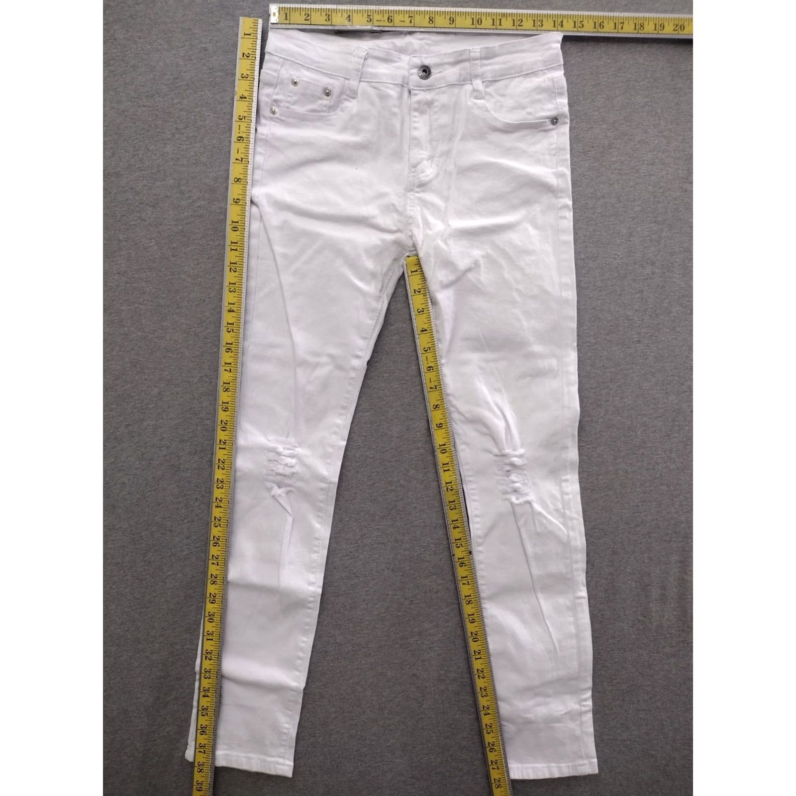 Vintage Fashion Jeans Women's White Distressed Skinny 16 Day 90s Slim Slim White Jeans Fashion Brand Shirt Womens Size 38" / US 16 / IT 52 - 4 Thumbnail