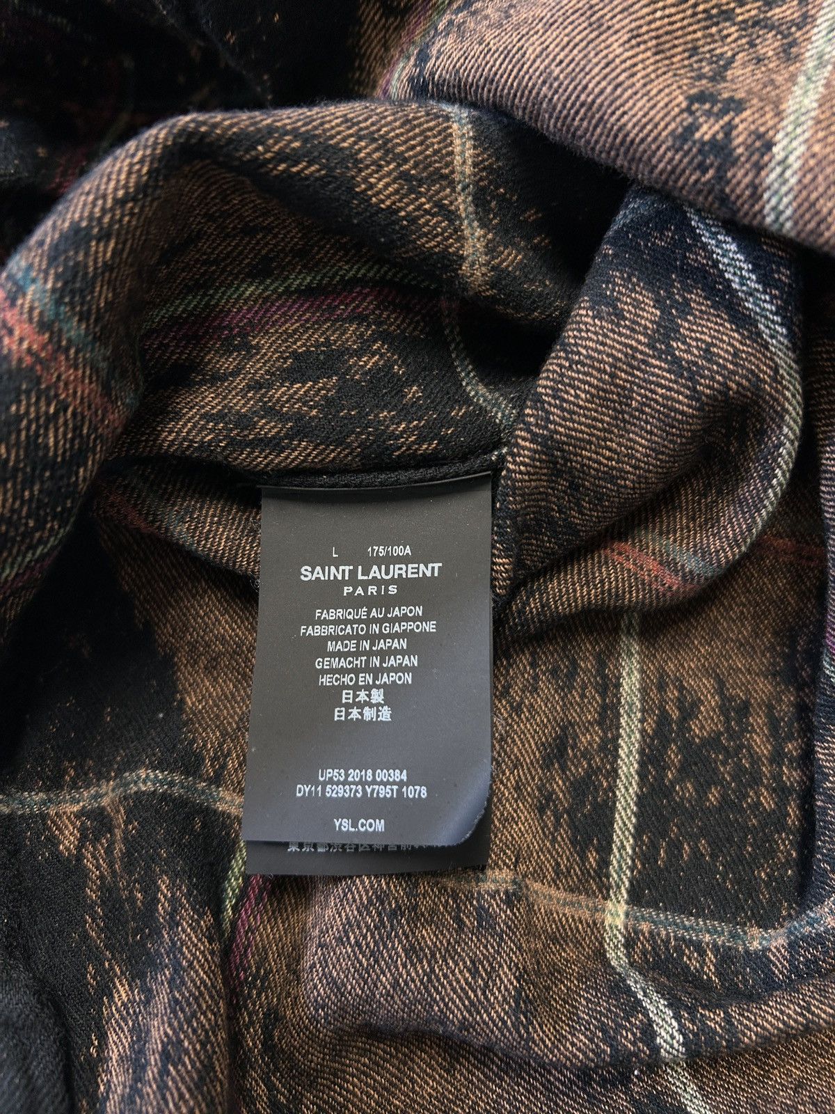 Saint Laurent Paris FW2018 Bleached Plaid Wool Flannel Shirt Size US L / EU 52-54 / 3 - 4 Thumbnail