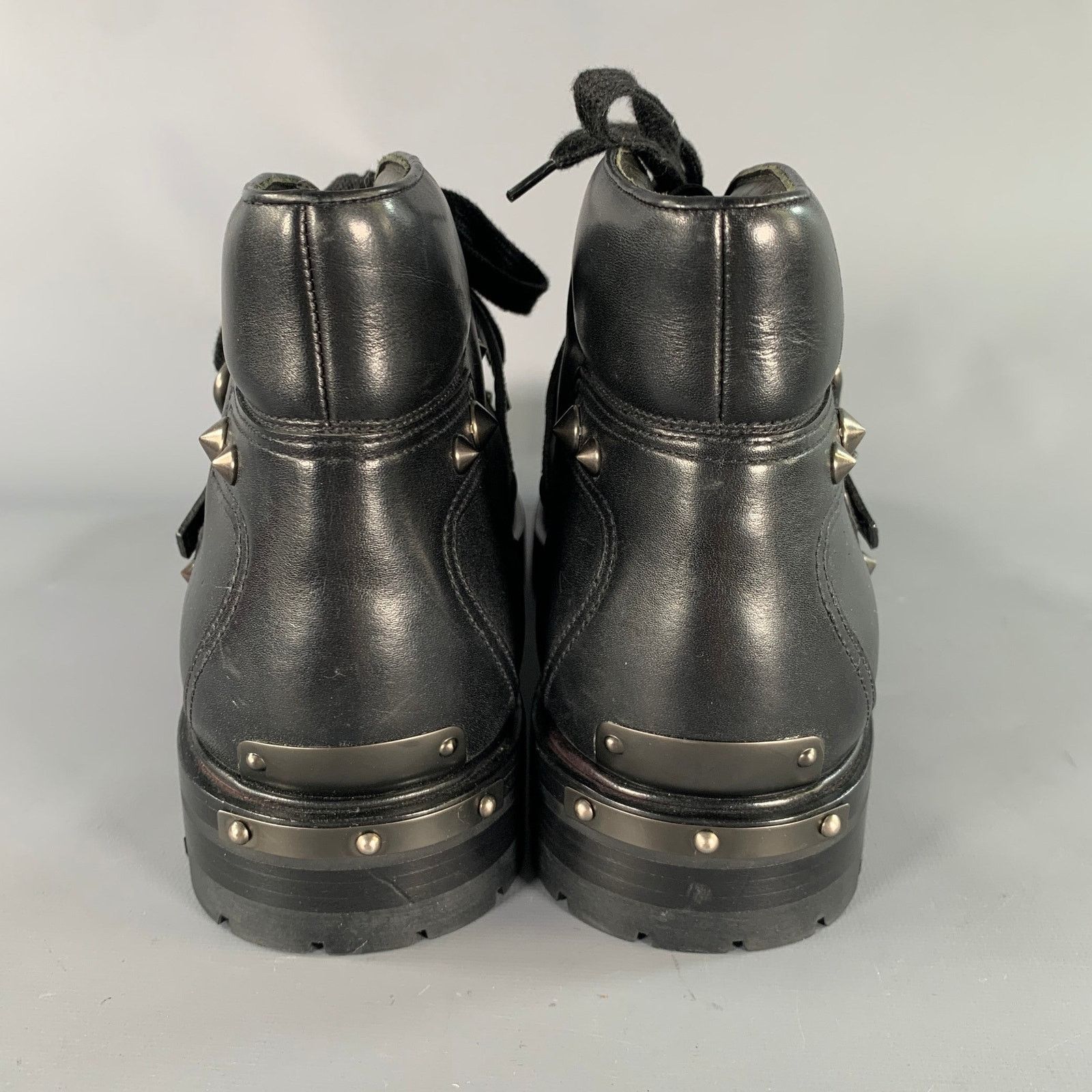 Prada PRADA Size 12 Black Studded Leather Ankle Boots Size US 12 / EU 45 - 3 Thumbnail