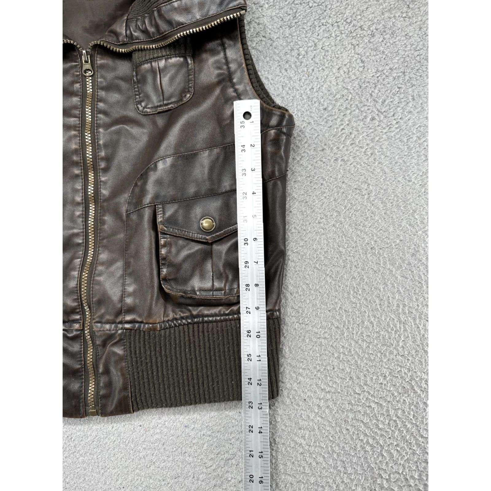 Vintage Vanity Women’s Faux Leather Polyurethane Brown Full Zip Vest L Size L / US 10 / IT 46 - 5 Thumbnail