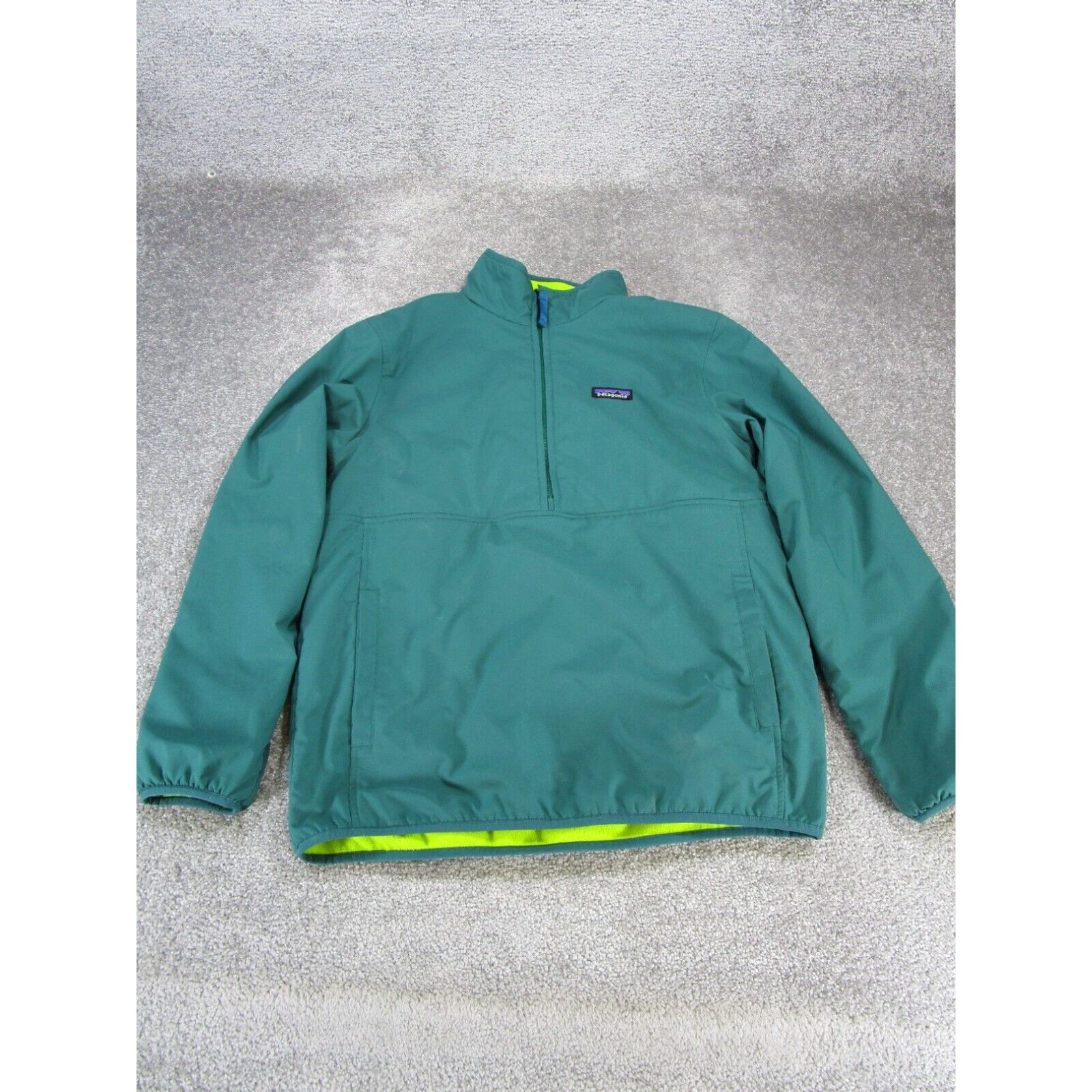 Image of Patagonia Sweater Mens Small Reversible Snap T Glissade Pullover Green Fleece in White