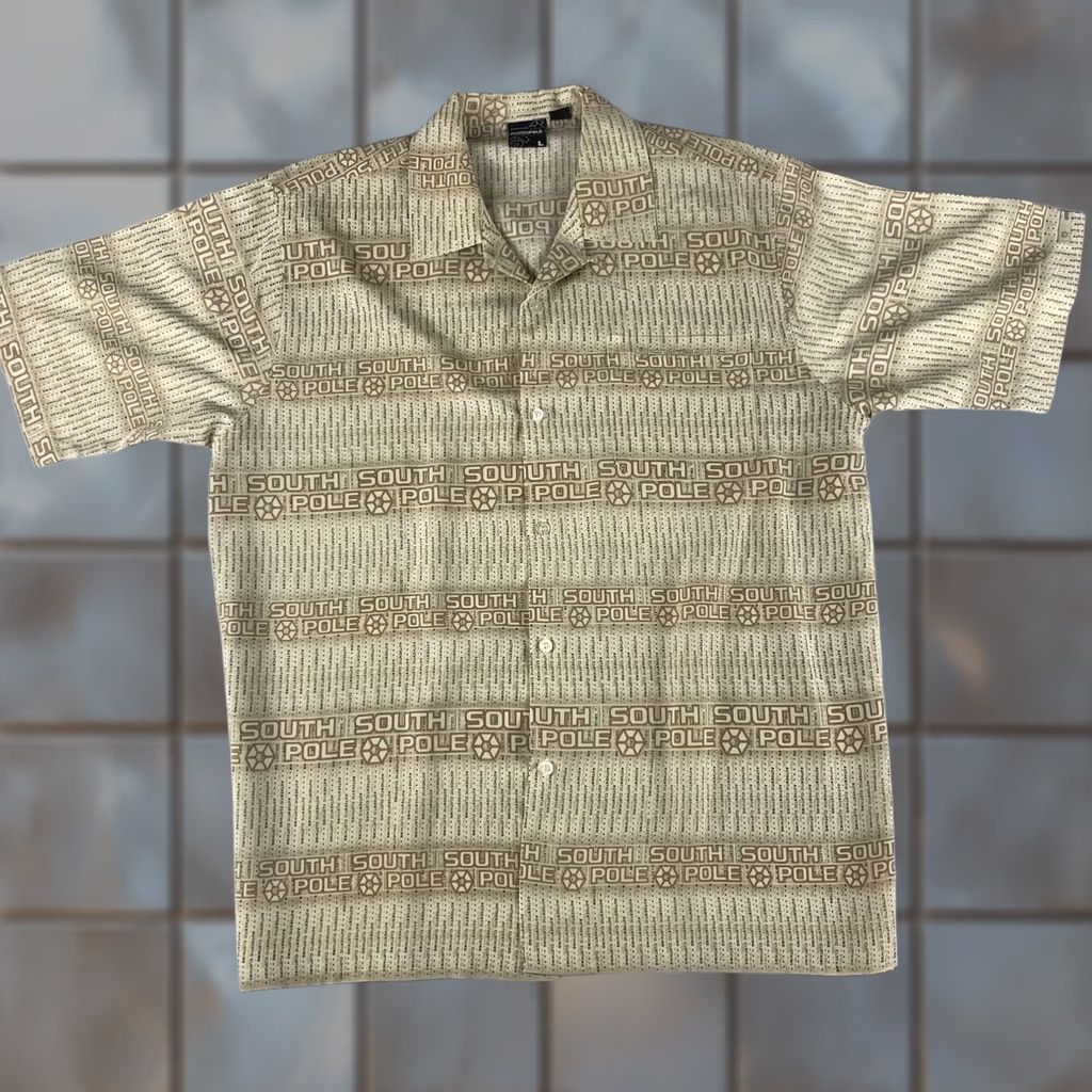 Southpole VINTAGE SOUTHPOLE Shirt MENS LARGE BEIGE SHORT SLEEVE BUTTON UP COLLAR Y2K Size US L / EU 52-54 / 3 - 1 Thumbnail