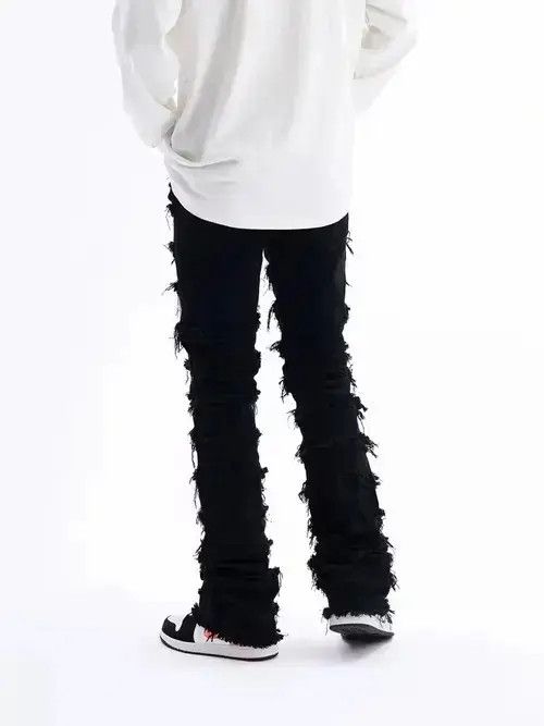Jean ripped flared punk damaged jeans Size US 32 / EU 48 - 1 Thumbnail