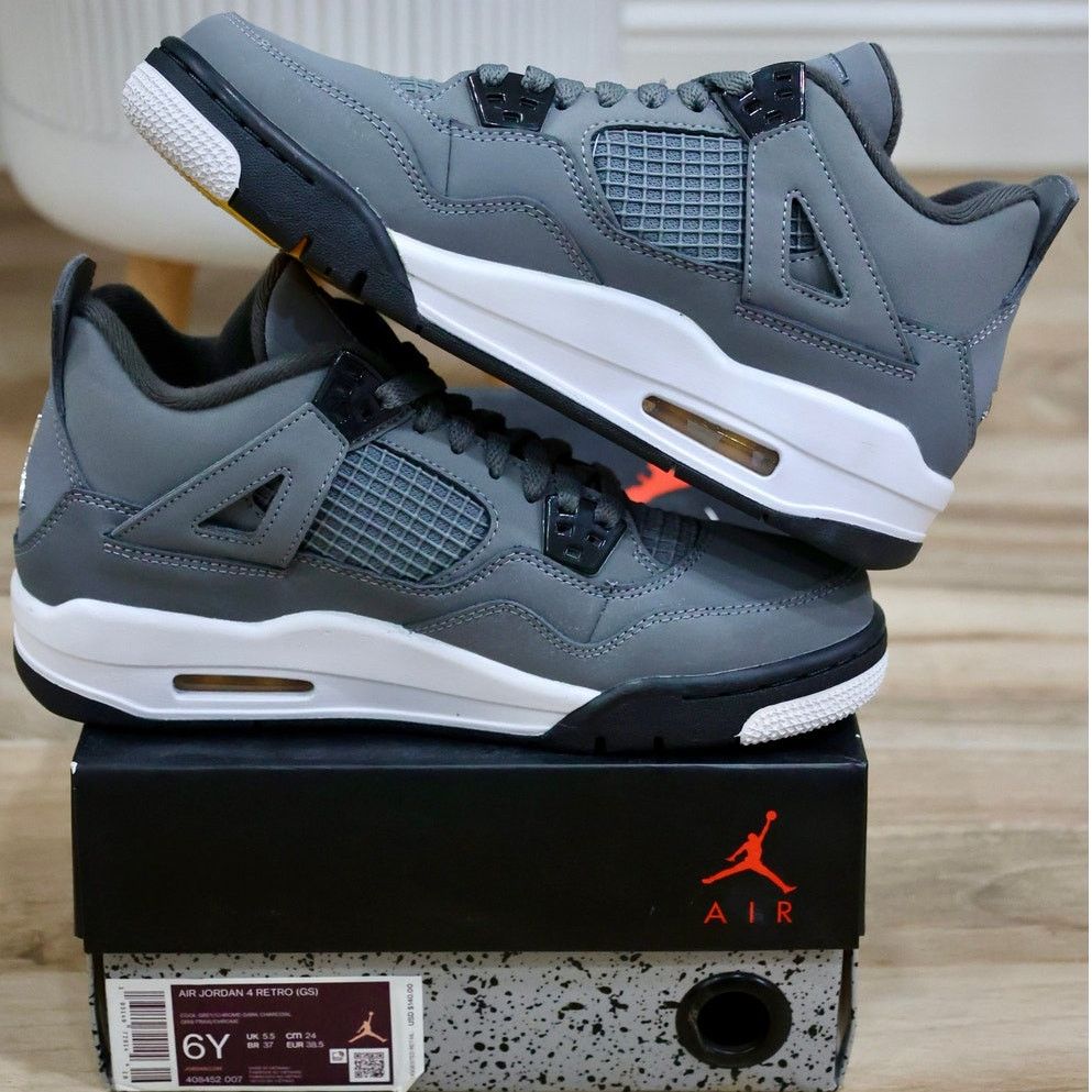Nike Jordan 4 Retro Cool Grey 2019 GS Size 6Y 408452-007 Size US 6 / EU 39 - 6 Thumbnail