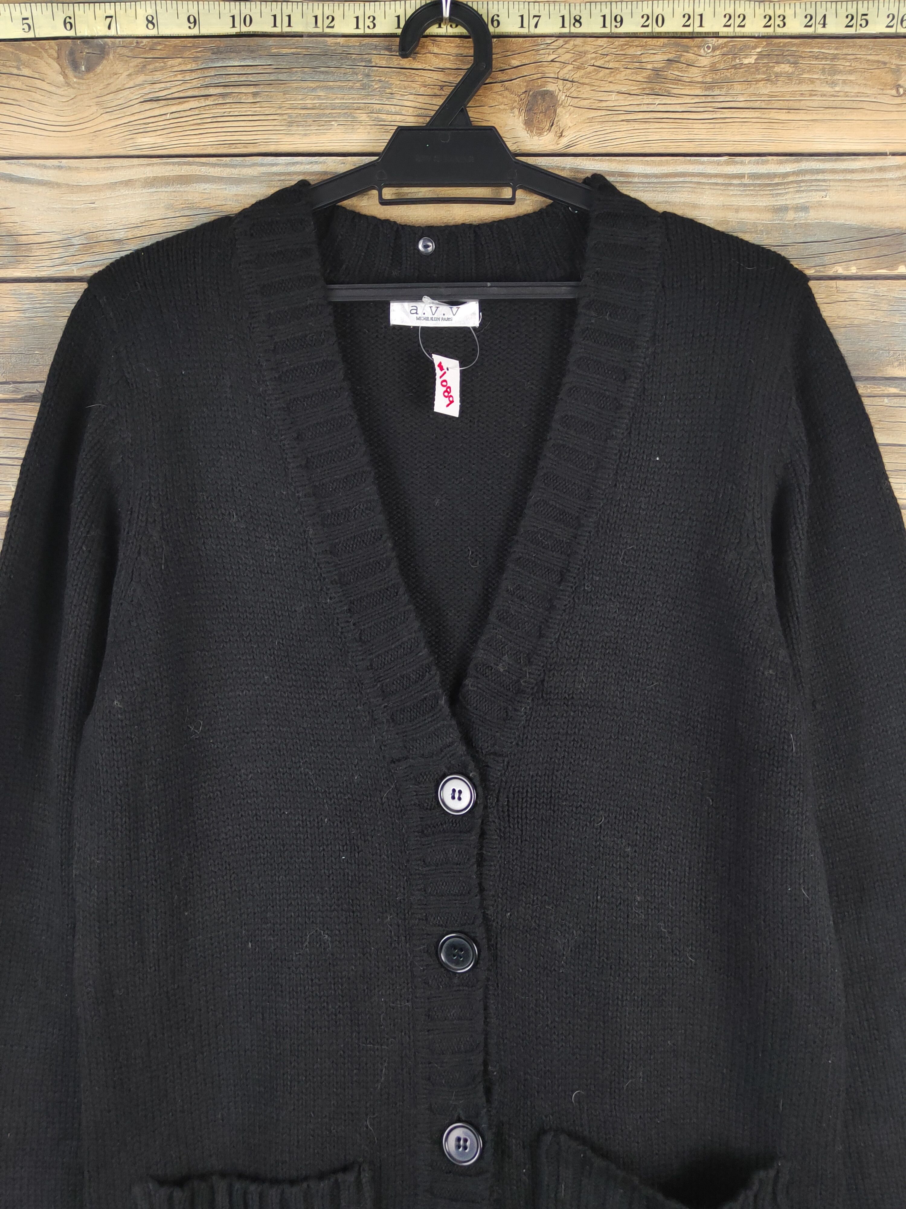 Homespun Knitwear × Japanese Brand × Michel Klein A.v.v Michel Klein Black Knitwear Cardigan #W1089 Size M / US 6-8 / IT 42-44 - 2 Thumbnail