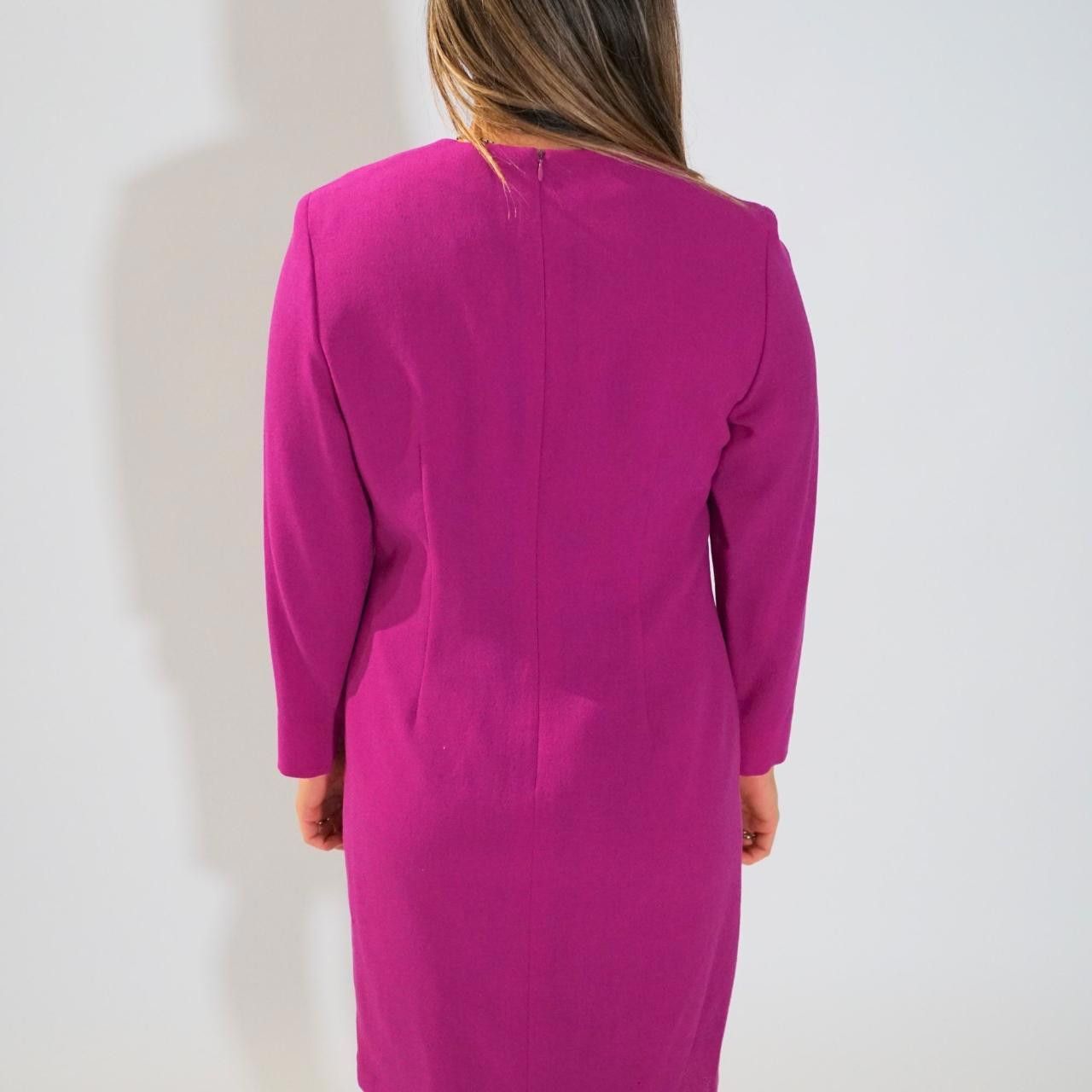 Celine Celine 3/4 Sleeve Pink LS Shift Dress w Gold Metal Buckle Size M / US 6-8 / IT 42-44 - 3 Thumbnail