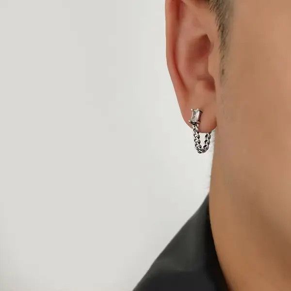 Jewelry 100%925 silver retro punk earrings Size ONE SIZE - 2 Thumbnail