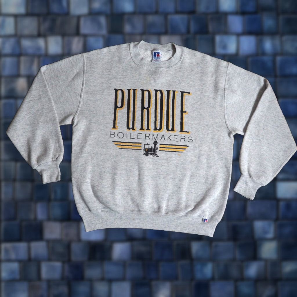 Russell Athletic VINTAGE 90s Russell Athletic Purdue University Boilermakers Gray Sweatshirt M Mens Size US M / EU 48-50 / 2 - 1 Thumbnail
