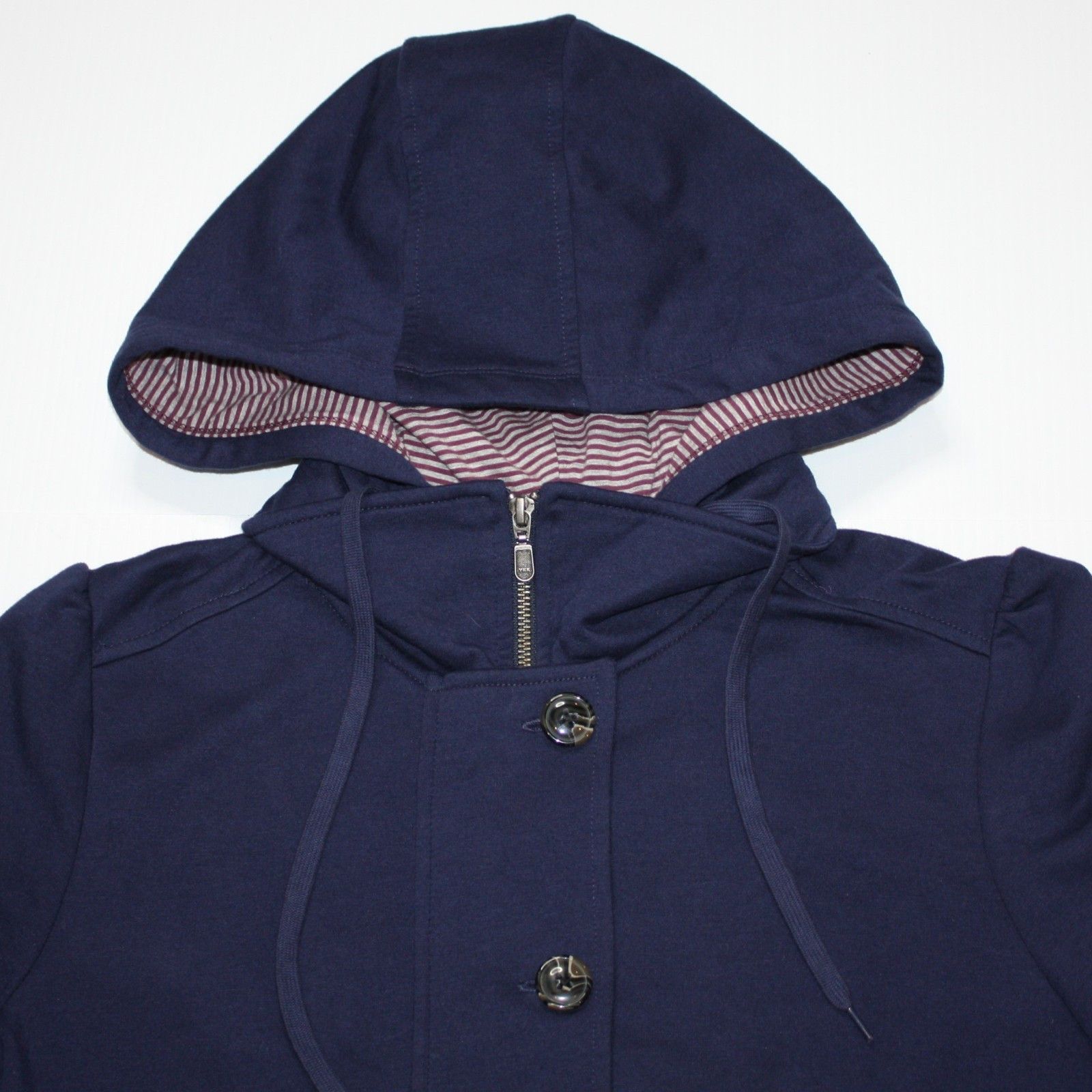 Other Shade Navy Blue Soft Hoodie Jacket with Striped Hood Size M / US 6-8 / IT 42-44 - 3 Thumbnail