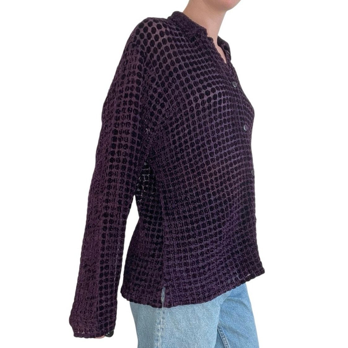 Coldwater Creek Coldwater Creek Vtg. Purple Sheer Polka Dot Button Down Size M / US 6-8 / IT 42-44 - 4 Thumbnail