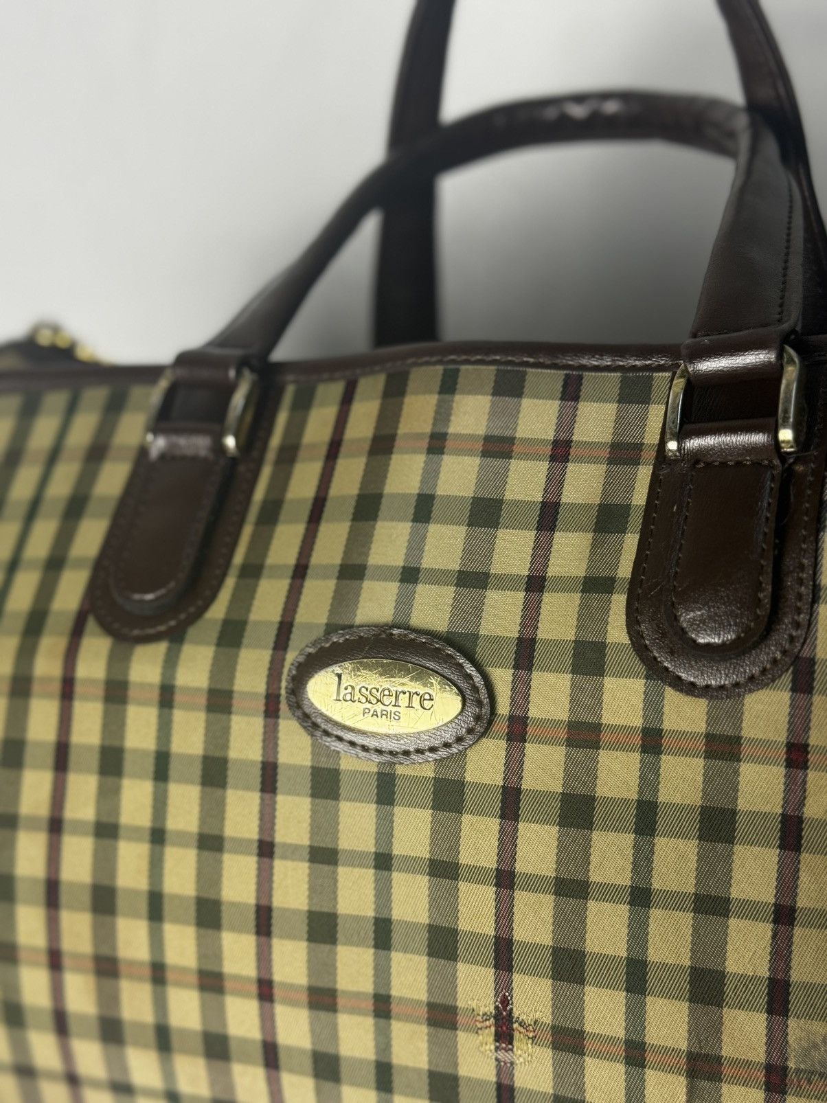 Japanese Brand Lasserre Paris Checkered Tote Bag Size ONE SIZE - 2 Thumbnail