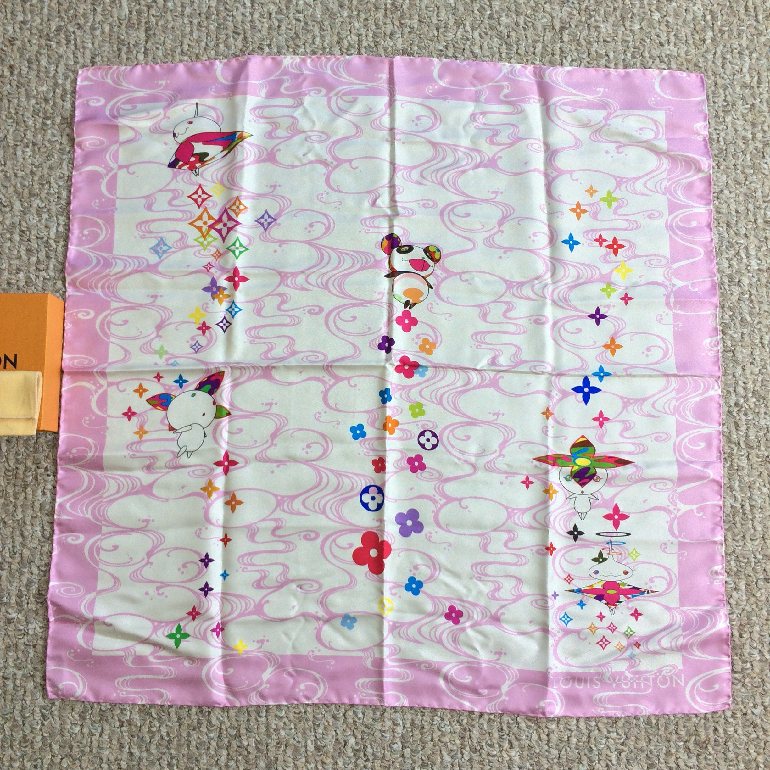 S/S 2003 Vuitton Murakami Multicolor Monogram Silk Scarf