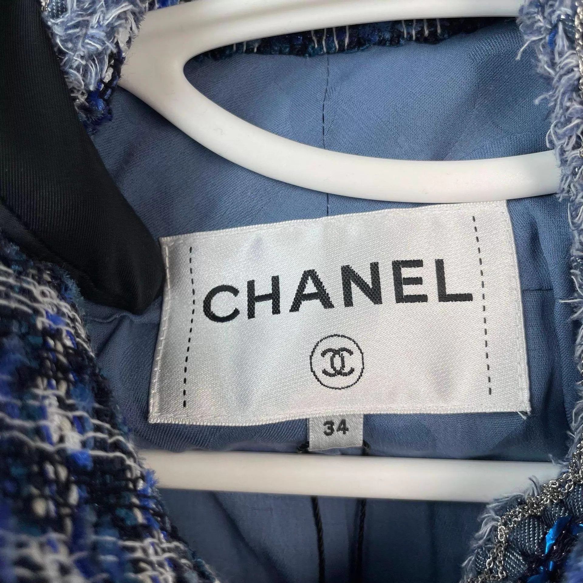 Chanel Chanel Blue Woven Stand Collar Crystal Button Coat Size 34 Size XS / US 0-2 / IT 36-38 - 4 Thumbnail