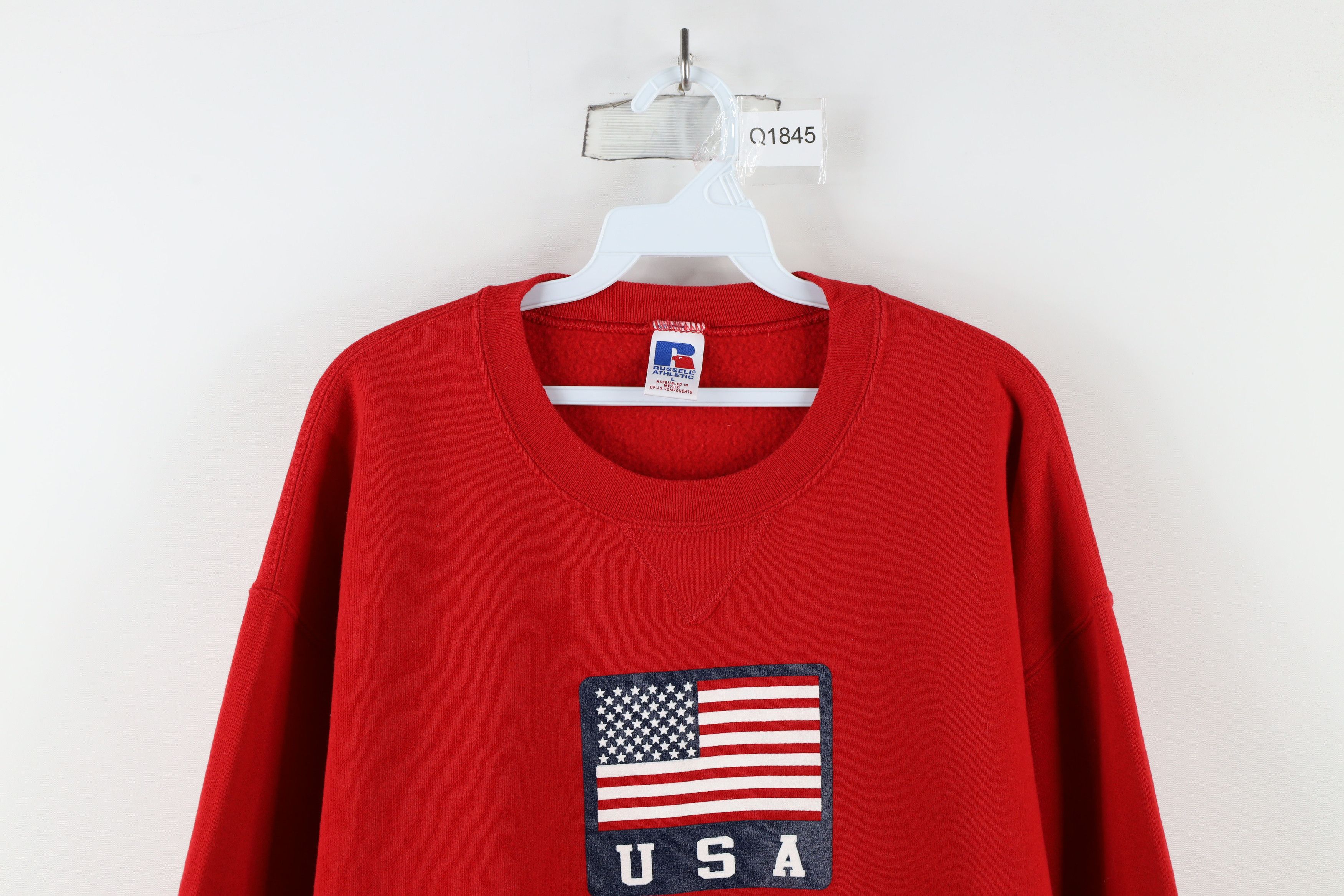 Russell Athletic × Vintage Vintage 90s Russell Athletic USA Flag Box Logo Sweatshirt Size US L / EU 52-54 / 3 - 2 Thumbnail